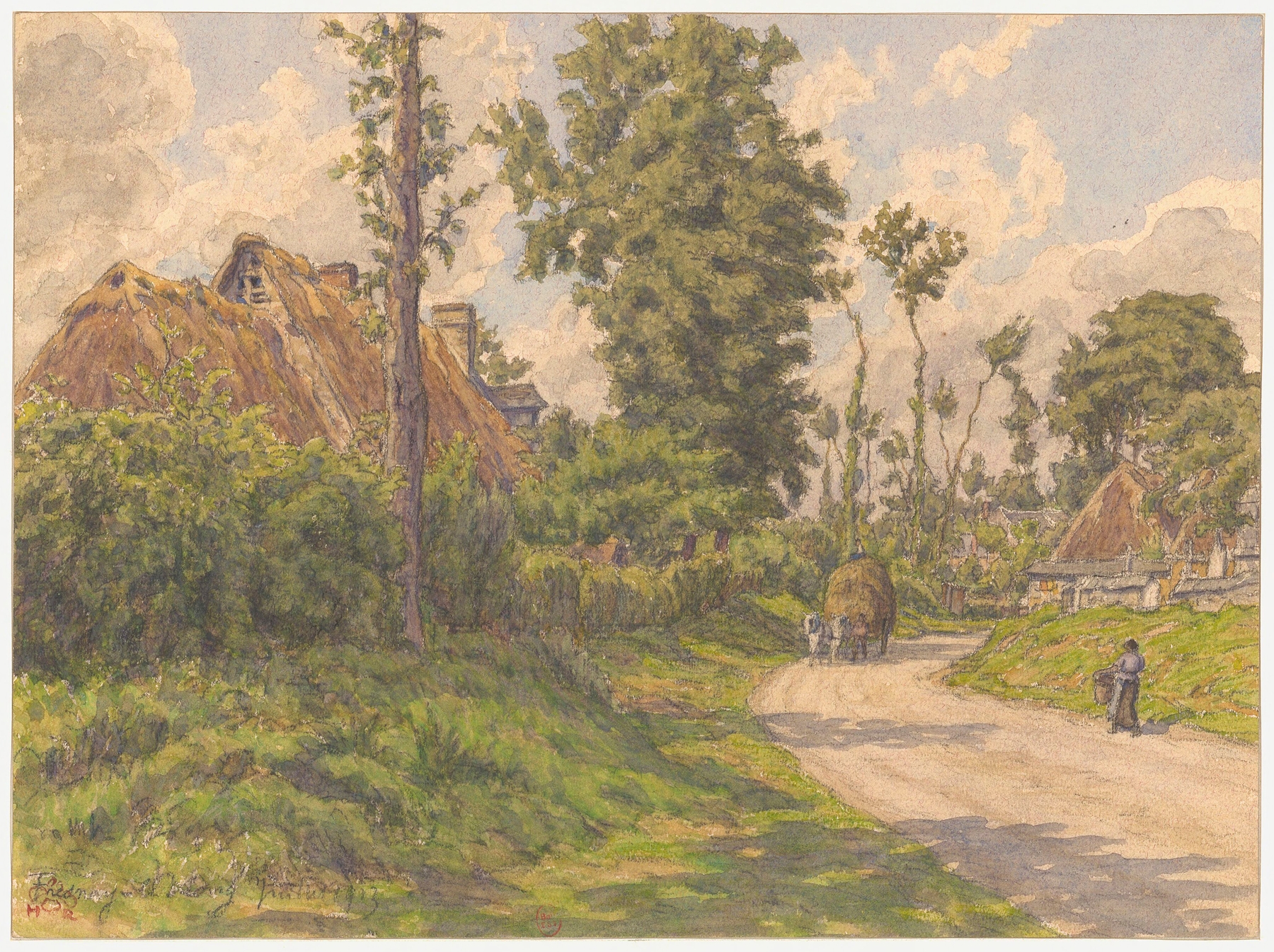 Fresnay-le-Long by Henri Rivière, watercolor on paper depicting swirling forms in a tranquil landscape.