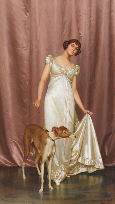 A portrait of an elegant lady by Vittorio Reggianini.