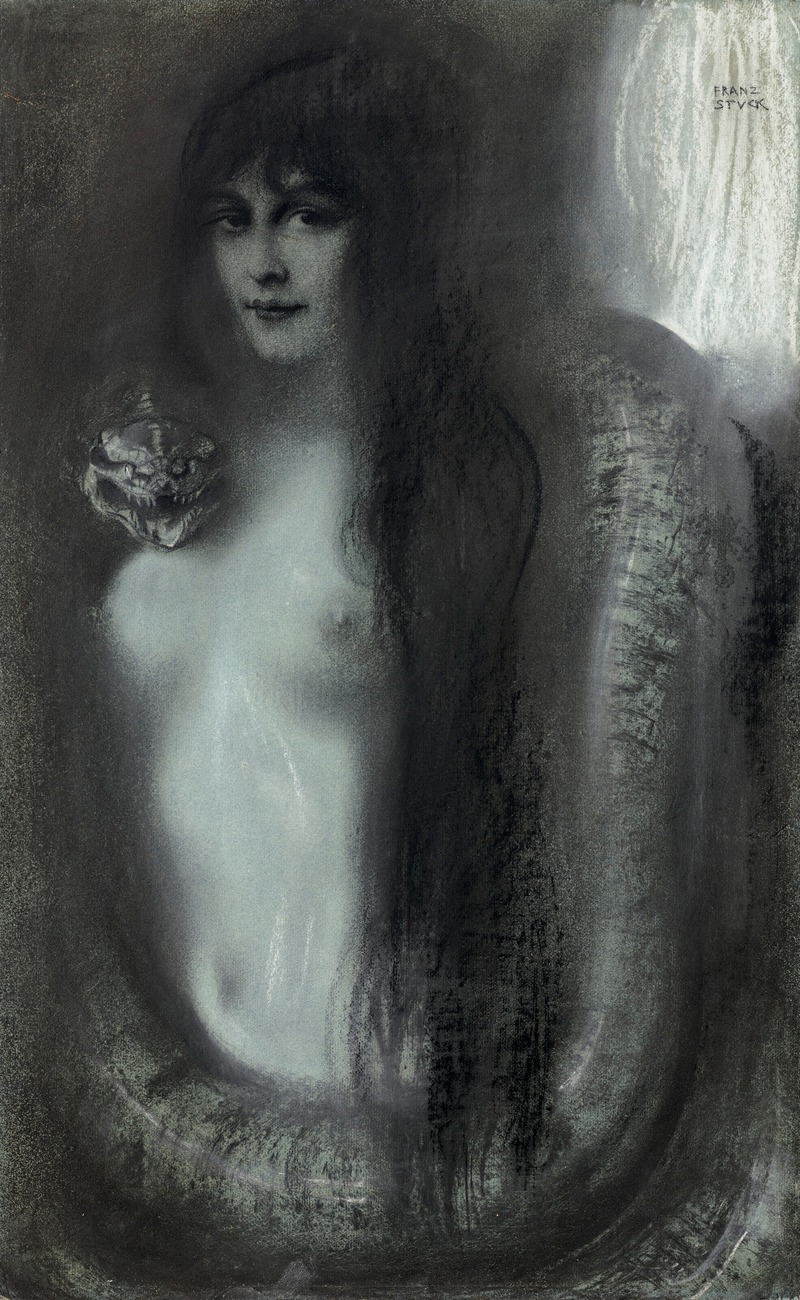 Franz von Stuck's 'Die Sünde' explores themes of sin and temptation through vivid imagery.