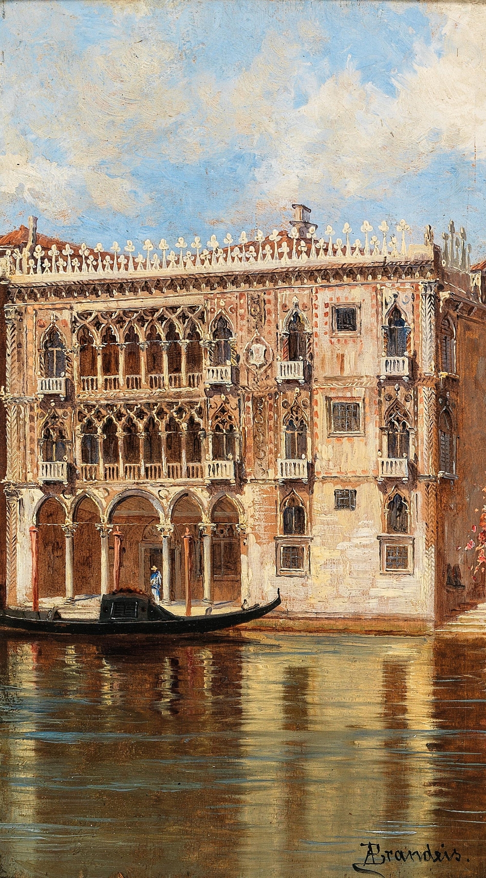 Venice, Ca’d’Oro by Antonietta Brandeis, oil on canvas, depicting a canal and architectural reflections.