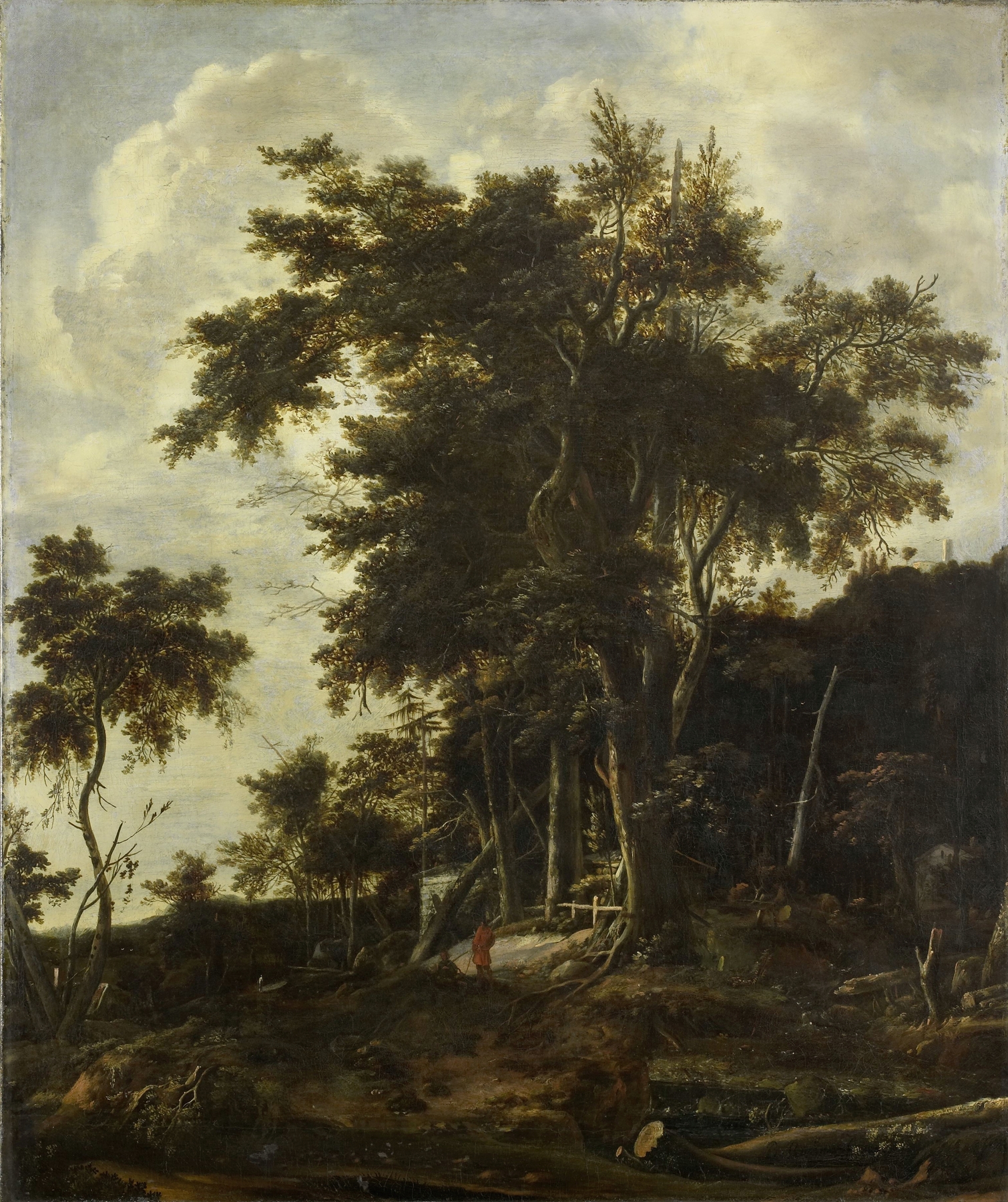 Forest landscape with a woodsman’s shed, oil on canvas by Roelant Roghman