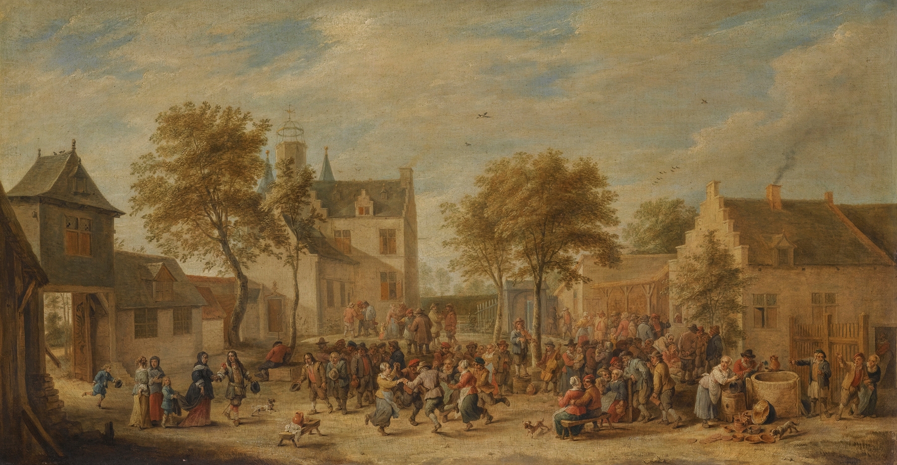 A Kermesse With Villagers Making Merry In A Town Square, by David Teniers the Younger, public domain