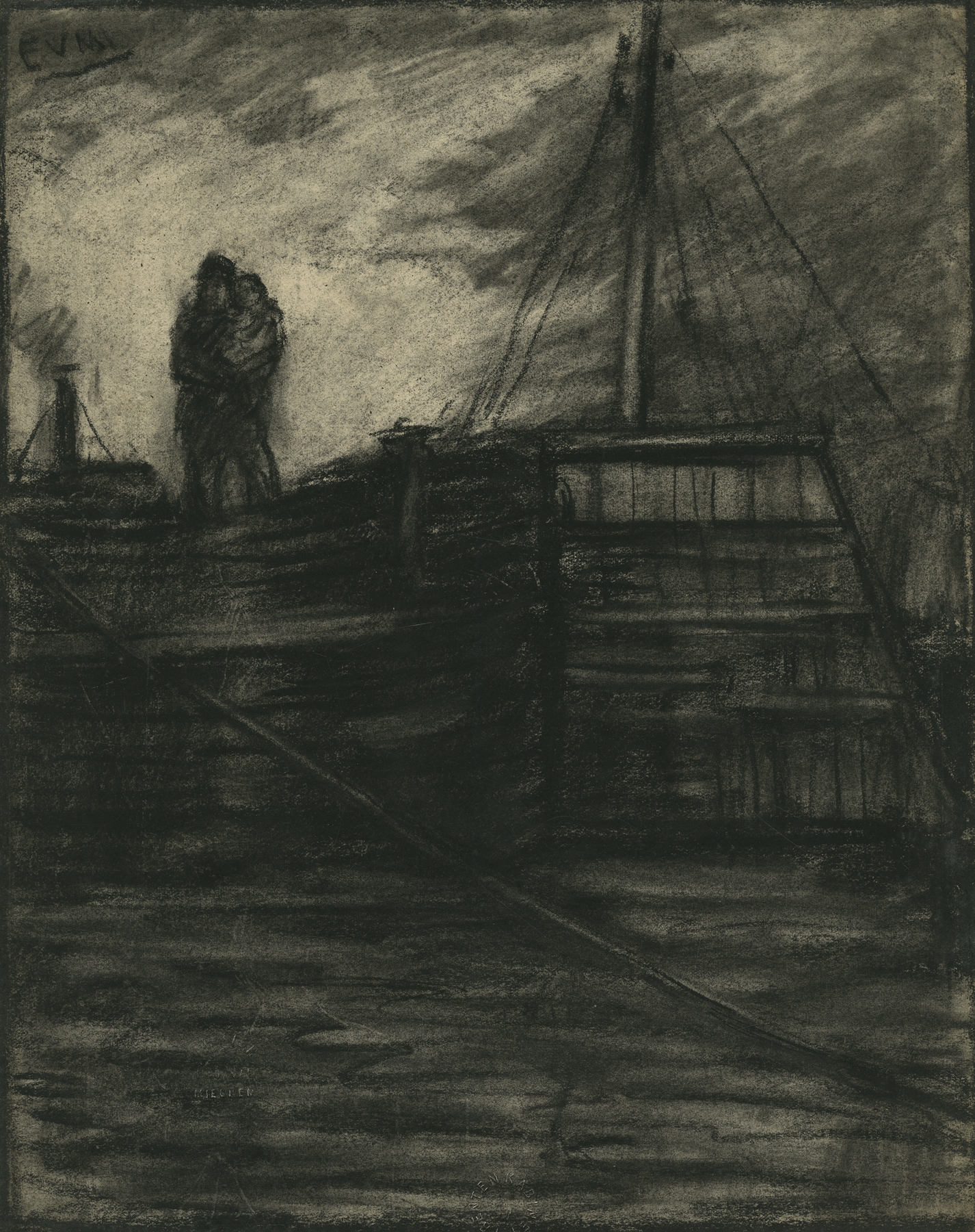 Schippersgezin in de avondschemering, by Eugeen Van Mieghem, public domain