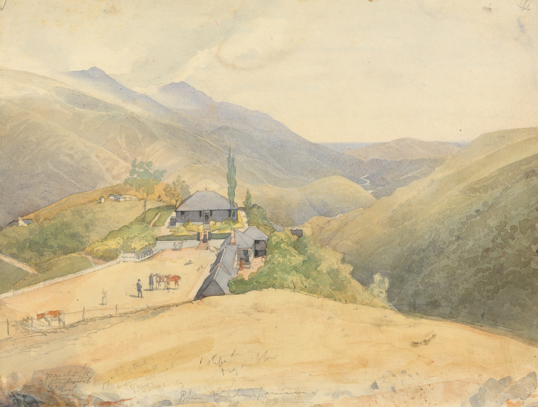 Clifton Mount by Godfrey Thomas Vigne, oil on canvas depicting sweeping hills and light.