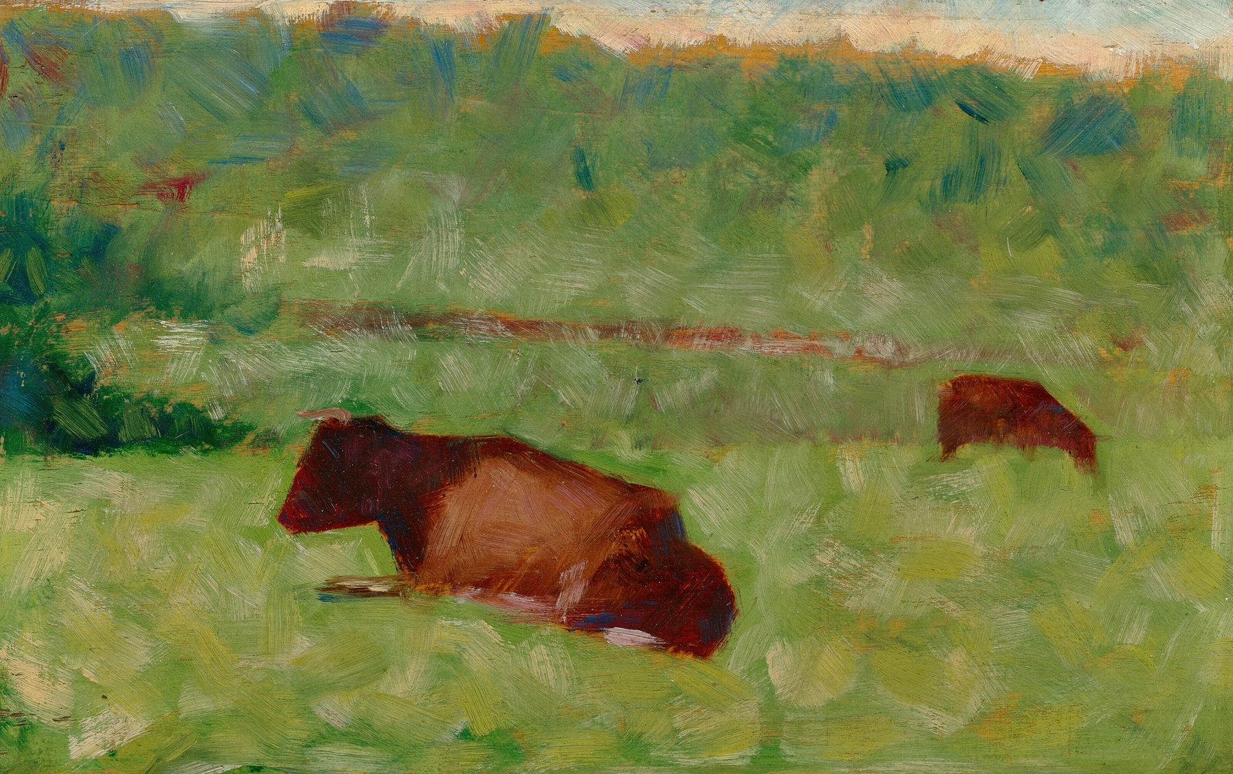 Vaches dans un pré, by Georges Seurat, public domain