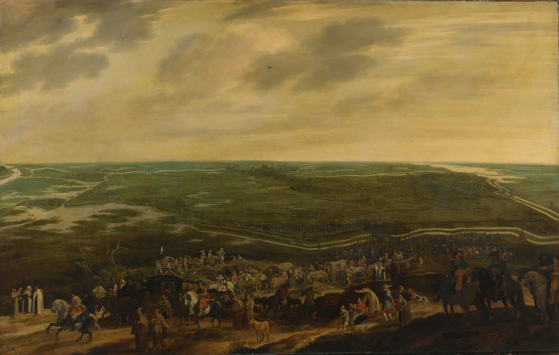 Historical scene of defeated soldiers in a city by Pauwels van Hillegaert, oil painting