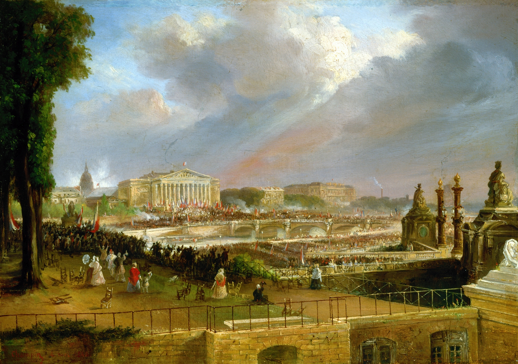 Historical scene depicting the proclamation by Jean-Jacques Champin, oil painting