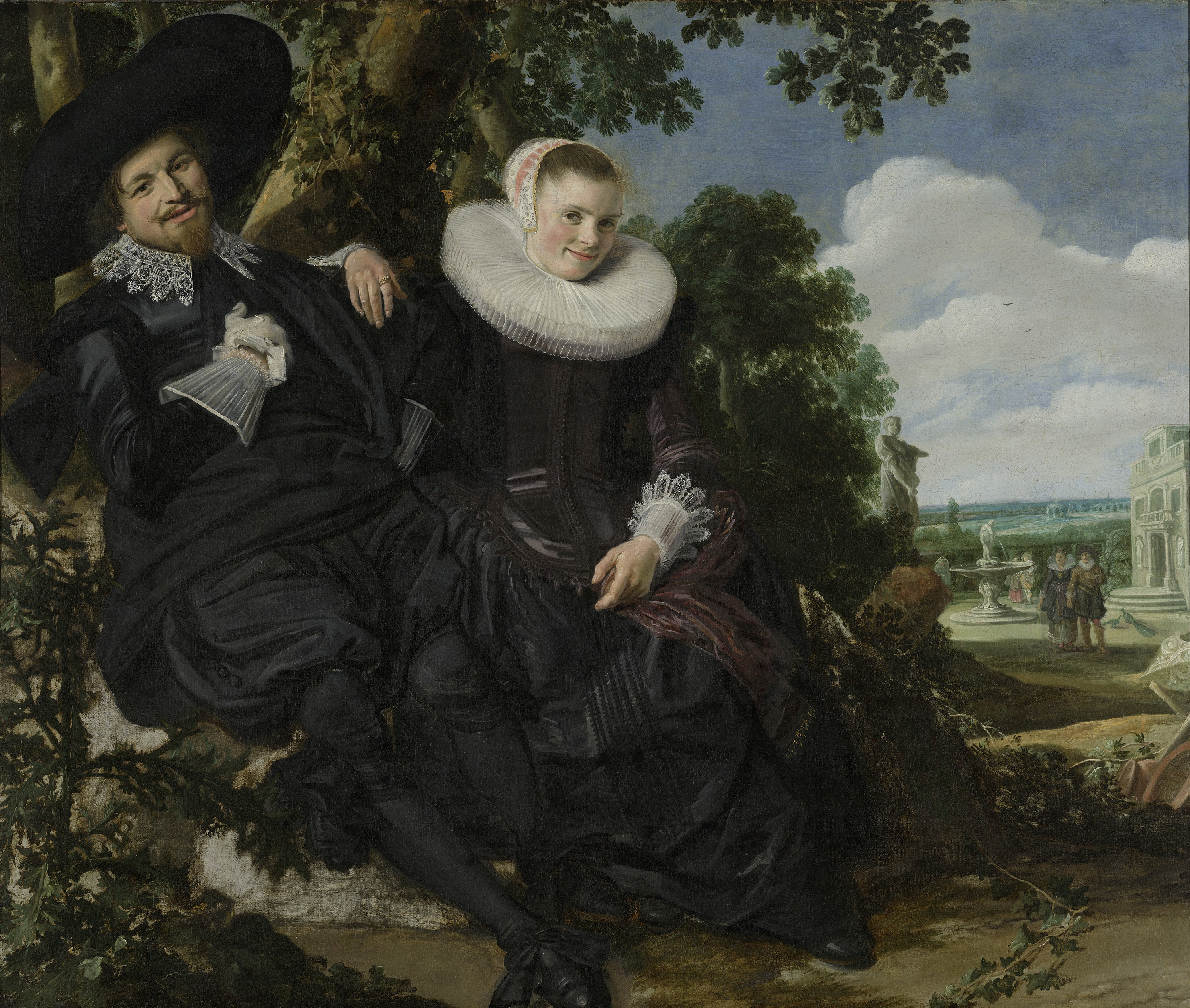 Portrait of a Married Couple, Likely Isaac Abrahamsz Massa and Beatrix van der Laen, by Frans Hals, public domain