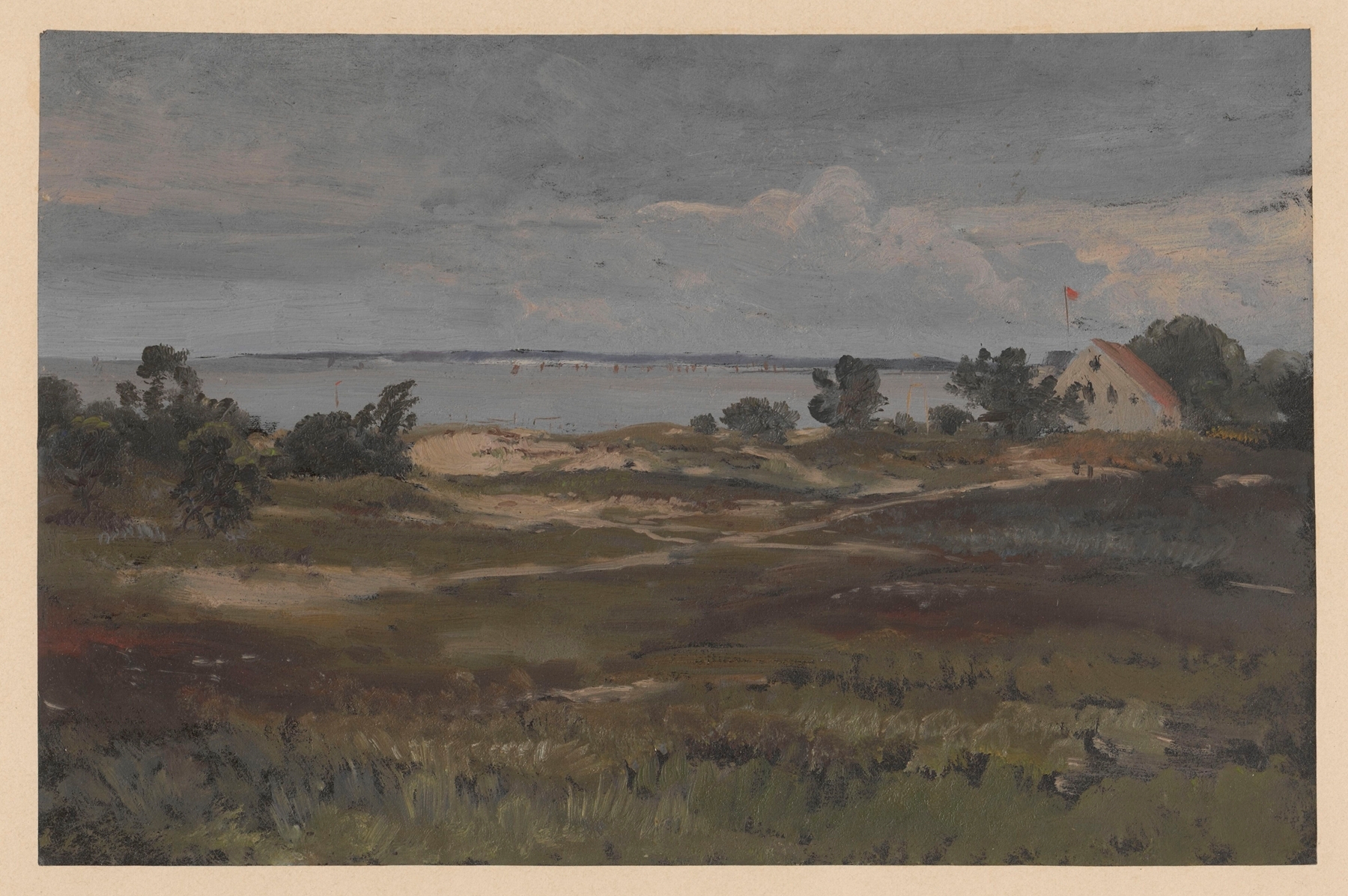 Aquatic landscape with Ahlbeck on the island of Usedom, by Adolf Dressler, public domain