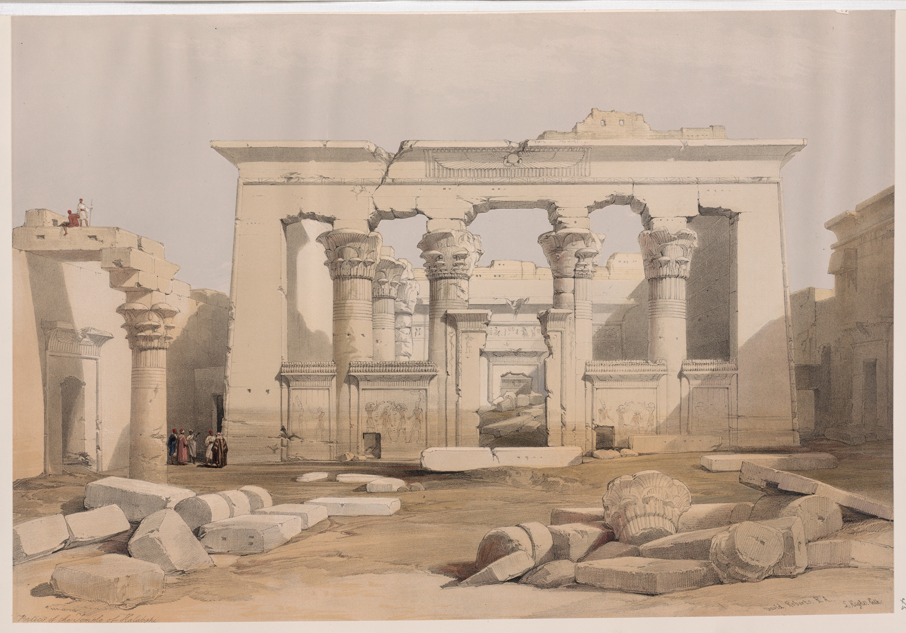 Portico of the Temple of Kalabshi, oil on canvas by David Roberts