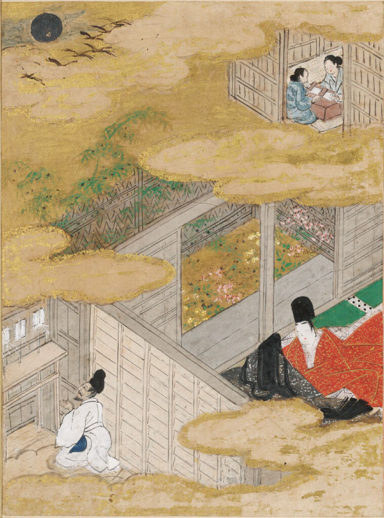 The Twilight Beauty (Yūgao), Illustration to Chapter 4 of the Tale of Genji (Genji monogatari), by Tosa Mitsunobu, public domain