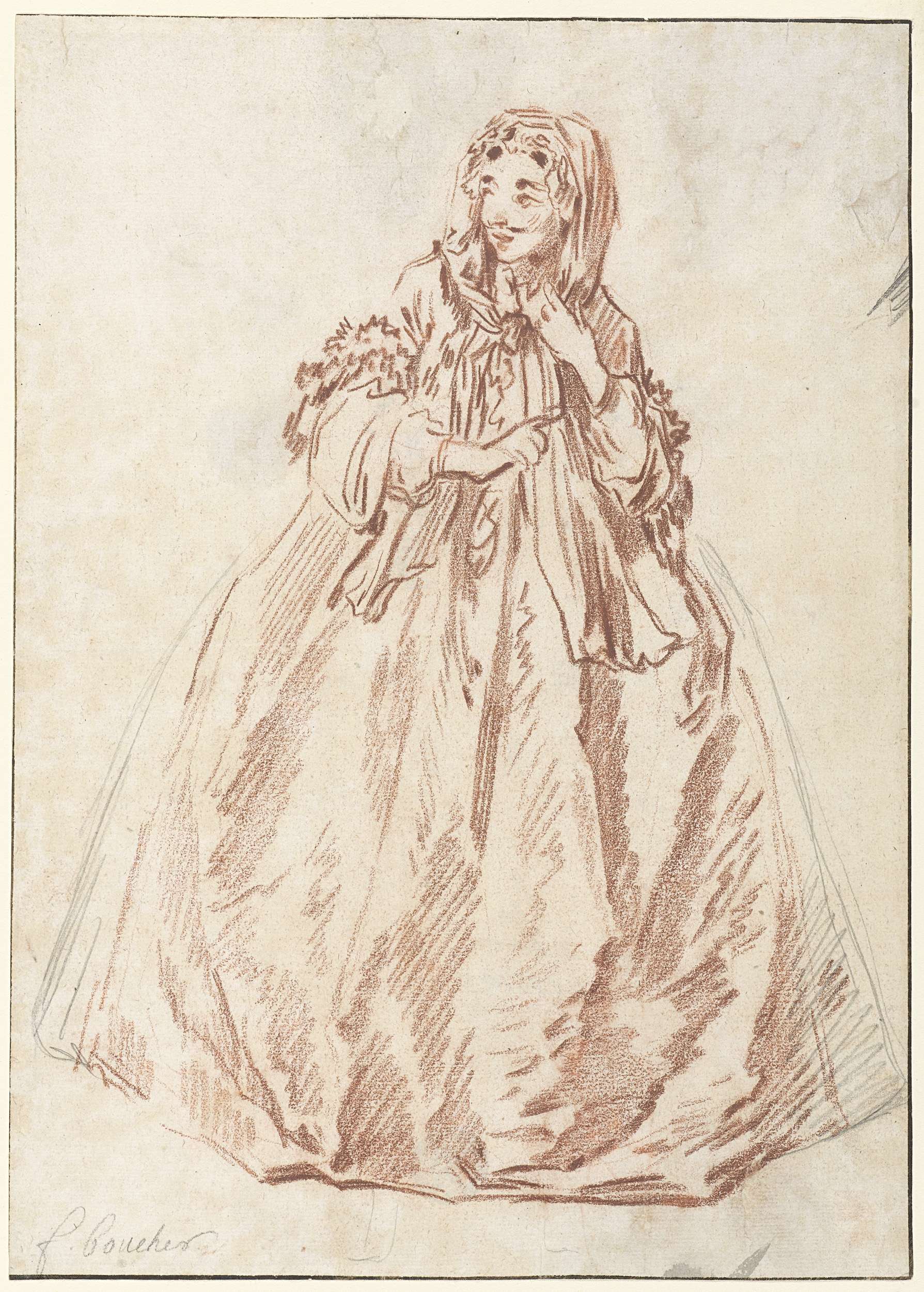 Study of Mascarille Dressed as a Woman, by François Boucher, public domain