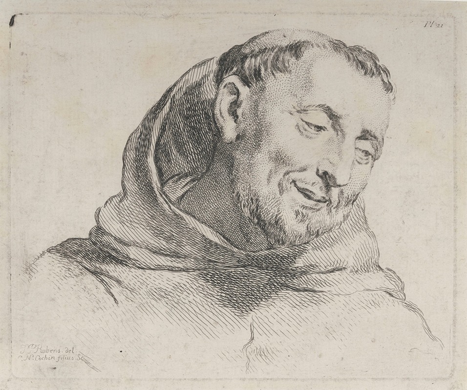 A depiction of a Capuchin monk in a contemplative pose, showcasing rich colors and intricate details.
