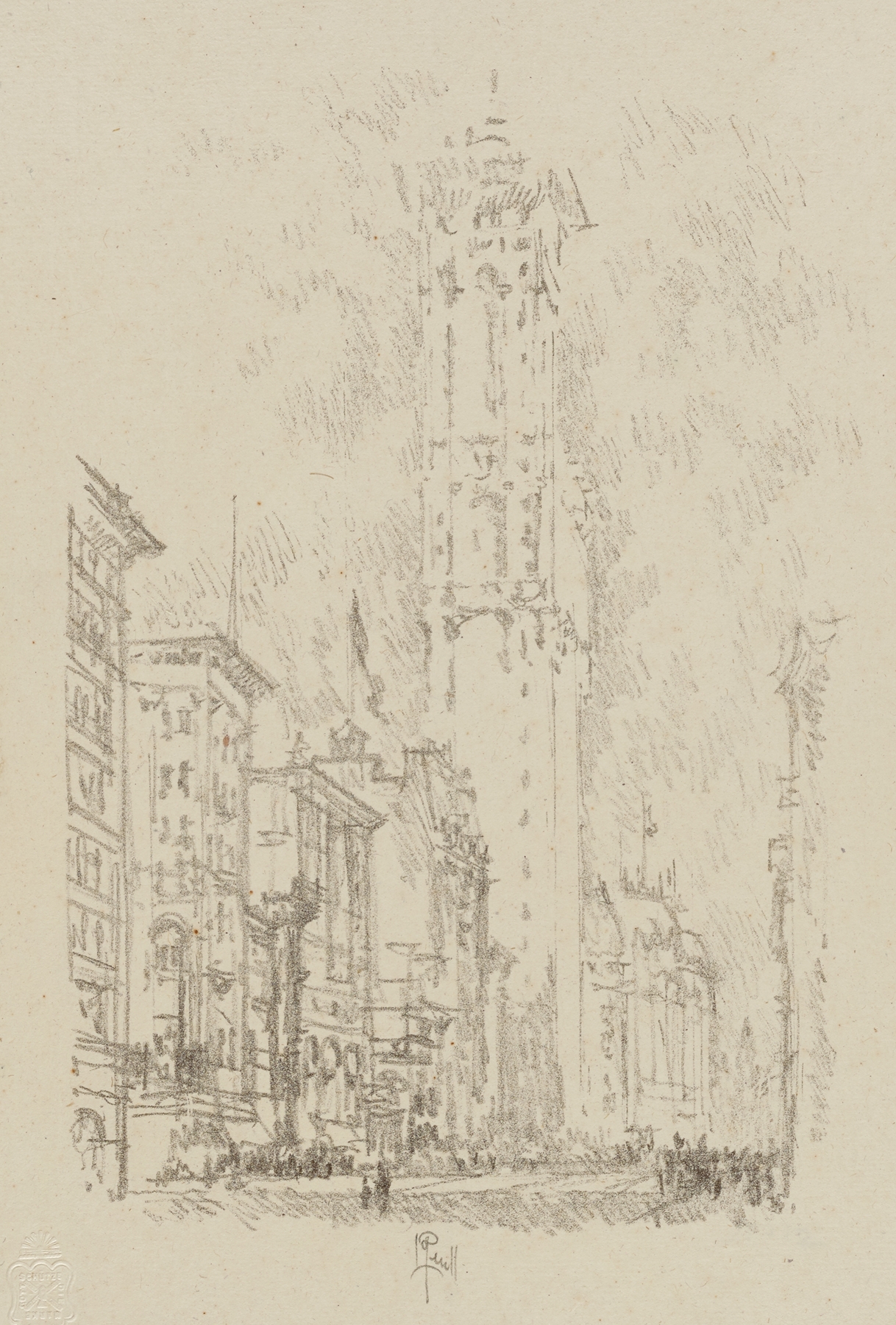 The Times Building, by Joseph Pennell, public domain