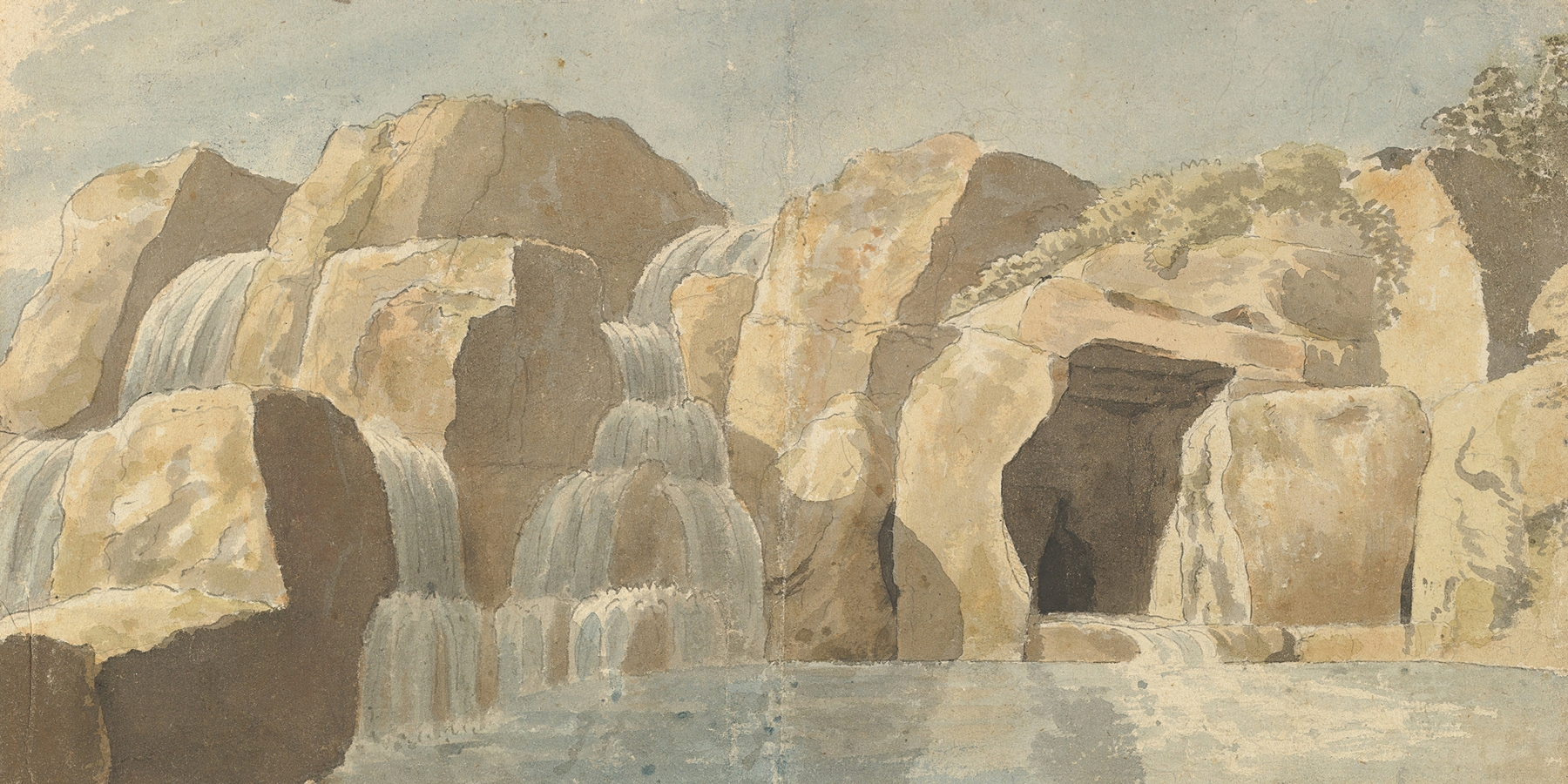 Design for Rock-work and Cascades at Virginia Water by Thomas Sandby, ink on paper