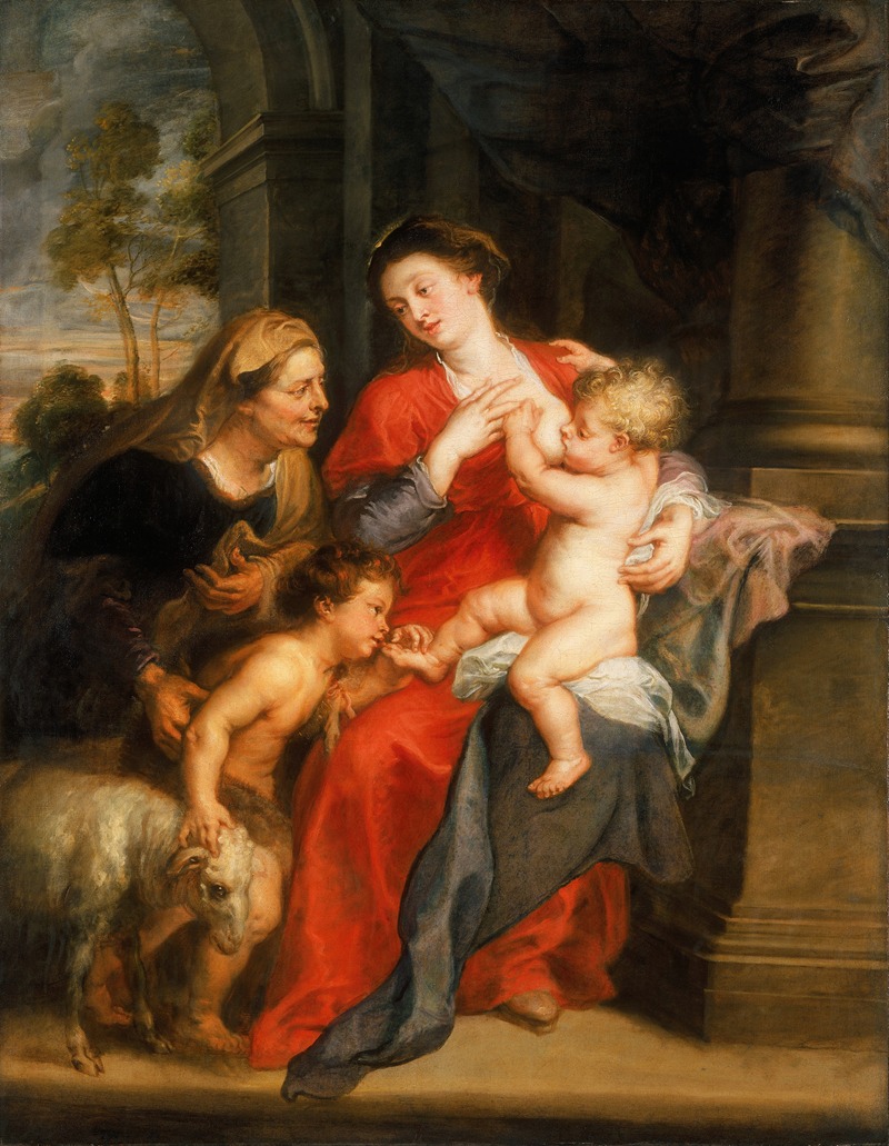 A depiction of the Virgin Mary with the Christ Child, accompanied by Sts. Elizabeth and John the Baptist.