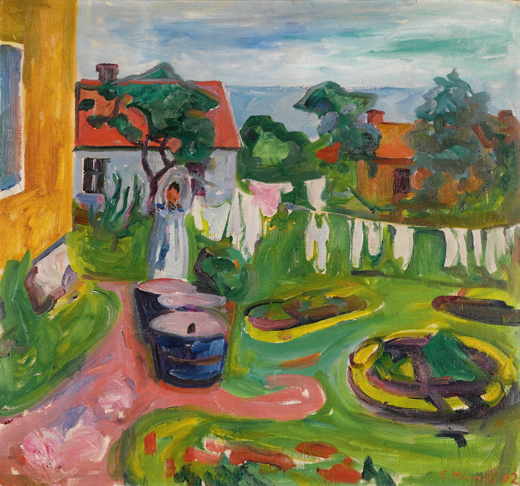 Clothes On A Line In Åsgårdstrand, by Edvard Munch, public domain