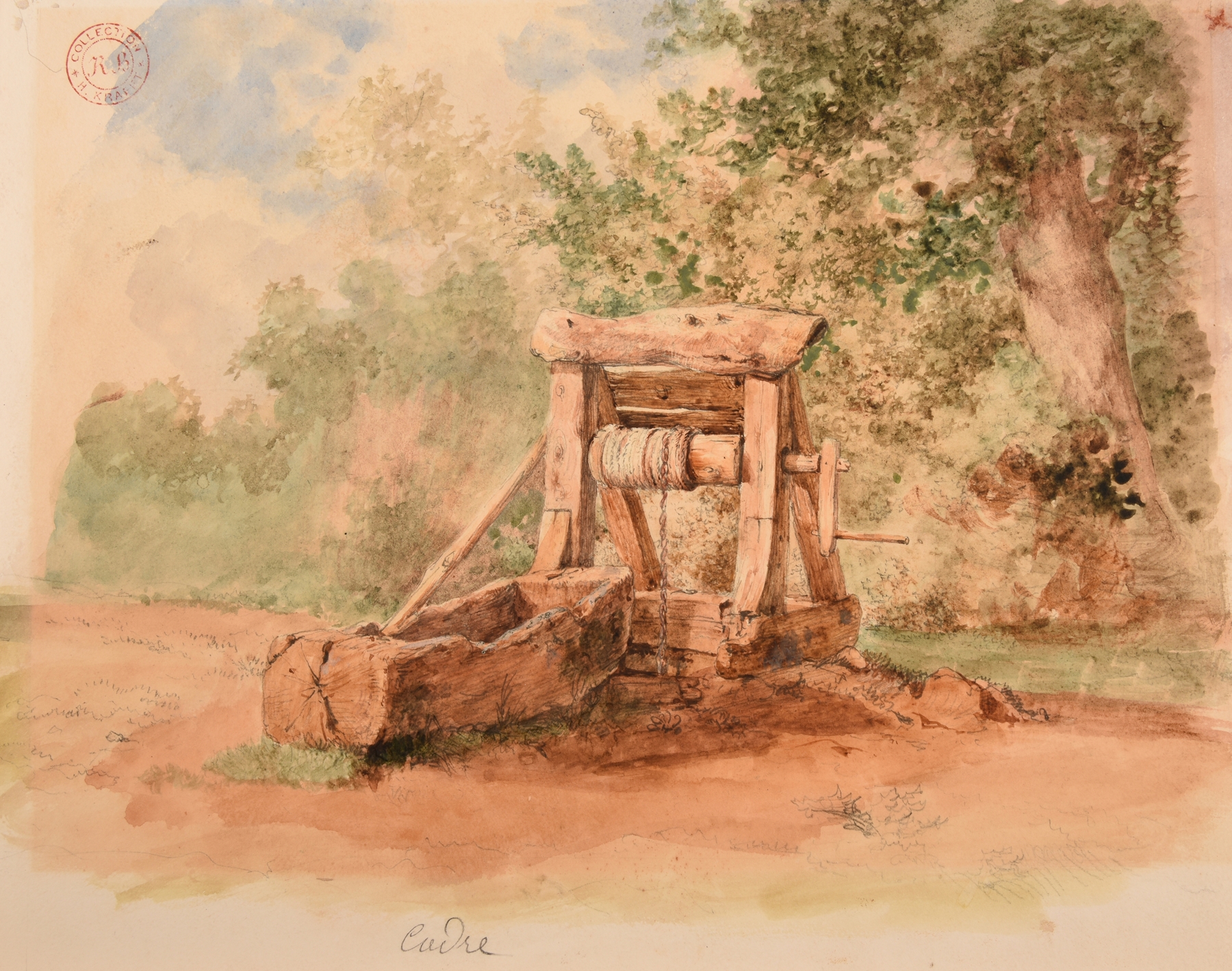 Landscape with a sunken well surrounded by nature, oil painting by Jacques-Raymond Brascassat
