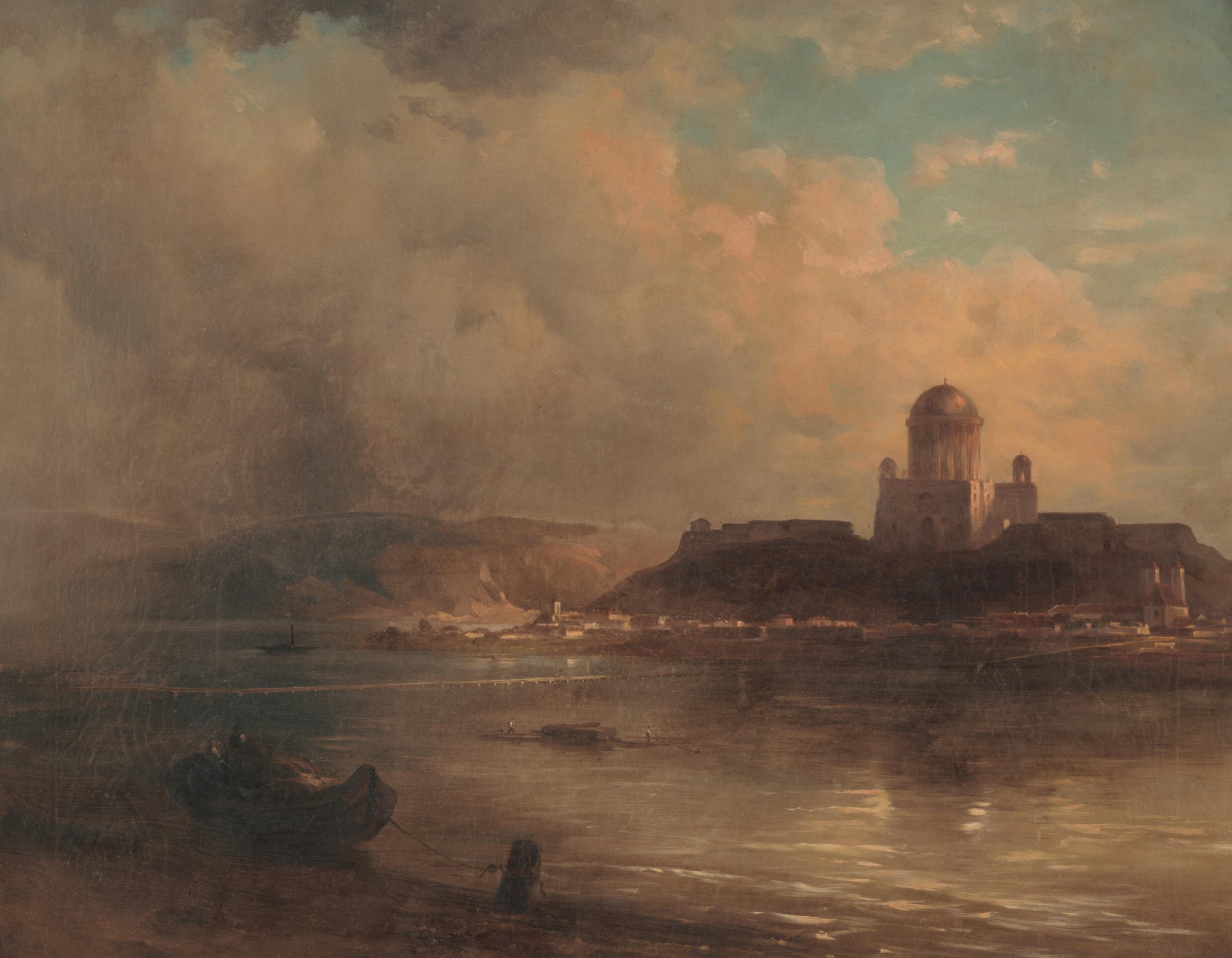 Ostrihomská bazilika by Alexander Brodszky, oil painting depicting a grand architectural structure.