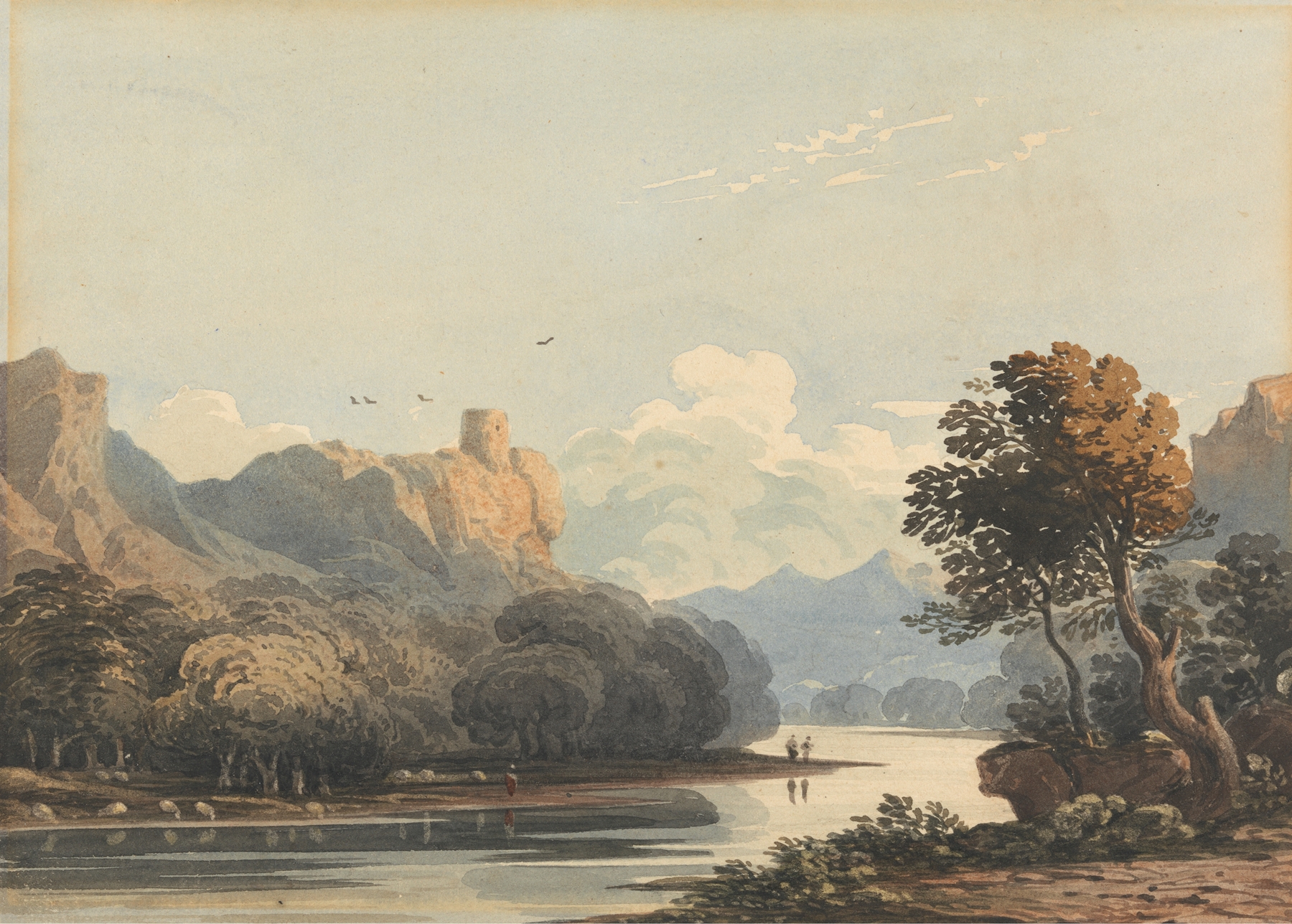 Landscape with a Distant Tower, by John Varley, public domain