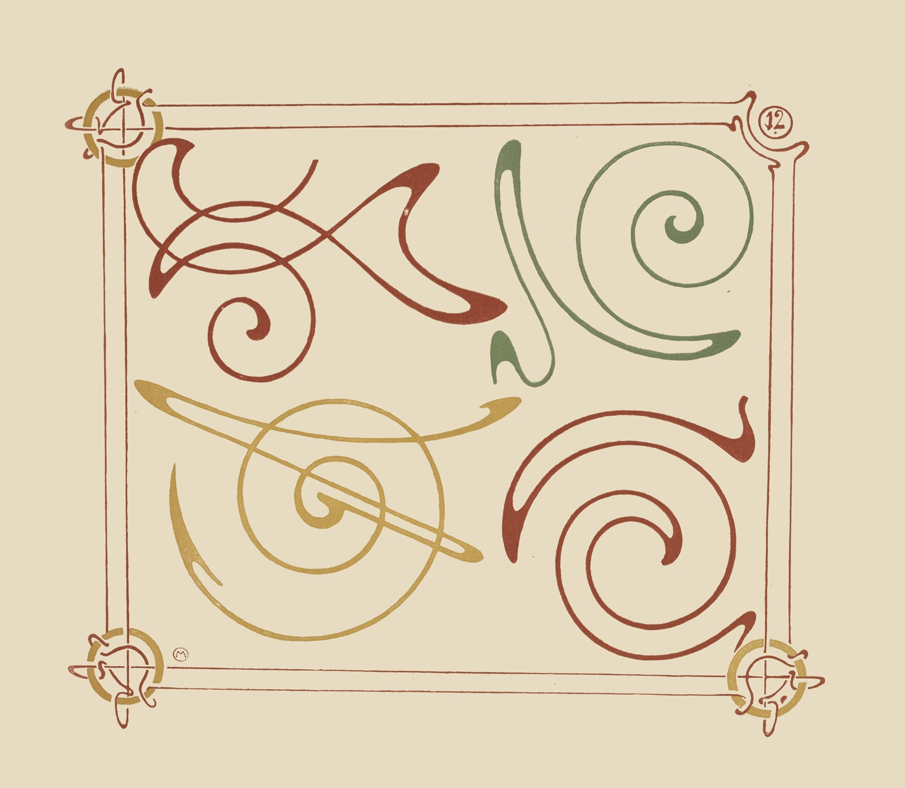 Abstract design based on arabesques., by Alphonse Mucha, public domain