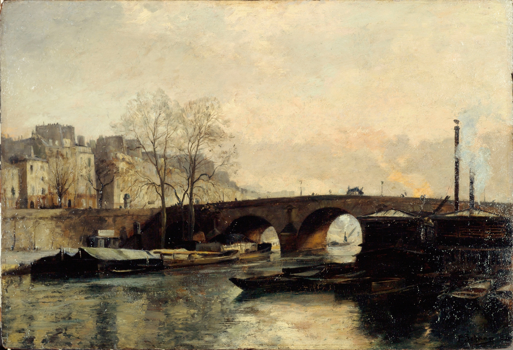 Le pont Marie vu du quai des Célestins, oil on canvas by Paul Schaan