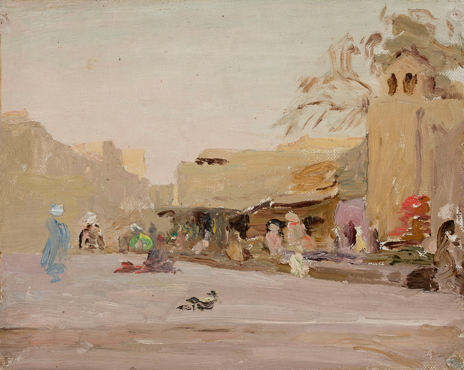 Genre scene of merchants in Marketplace in Bukhara, oil on canvas by Jan Ciągliński