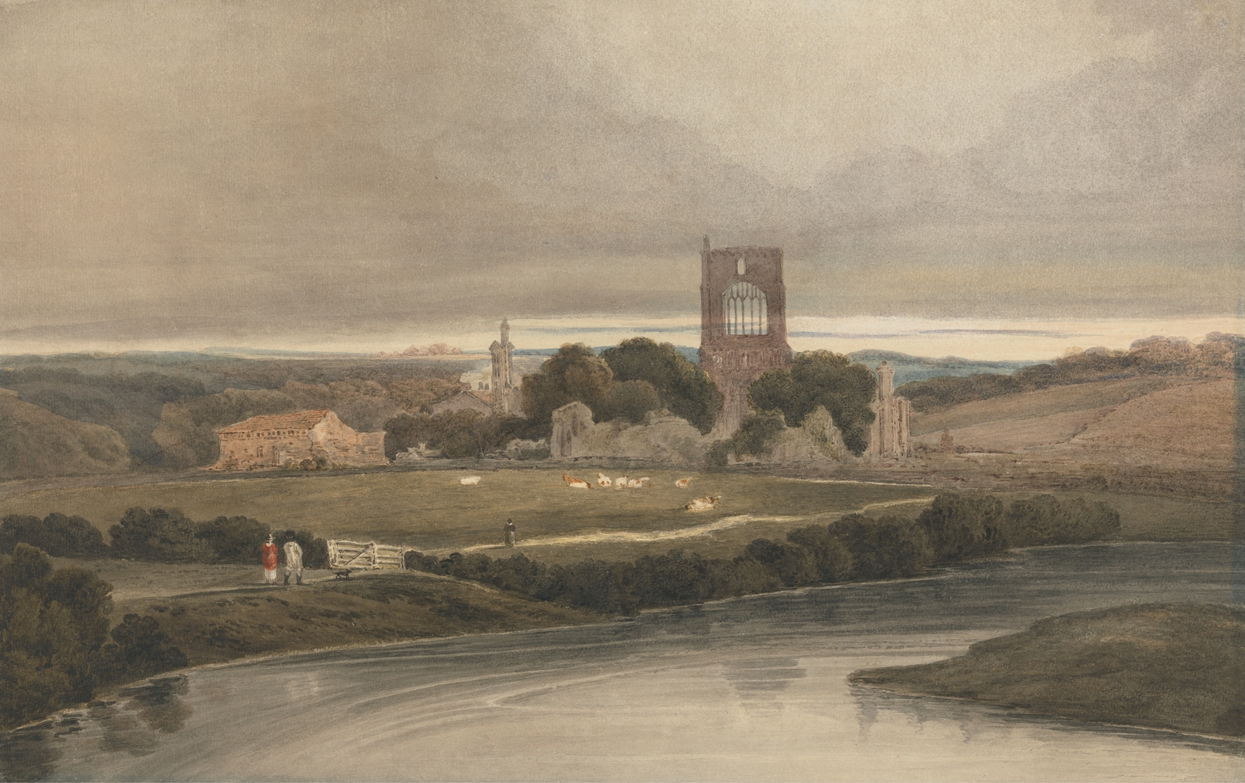 Kirkstall Abbey ruins in Yorkshire, oil on canvas by Amelia Long