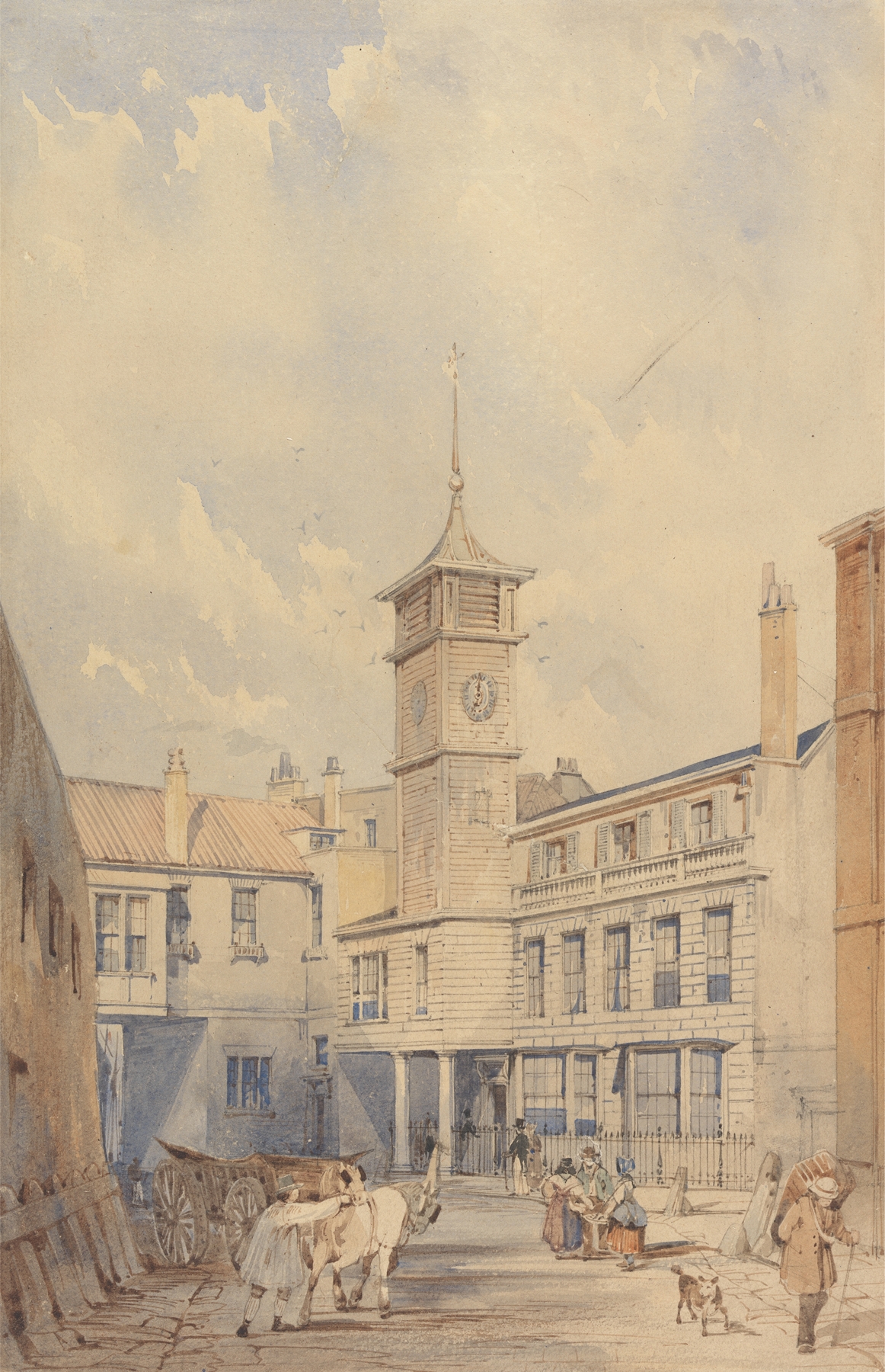 Courtyard of an Inn on the Thames by Thomas Shotter Boys, oil on canvas