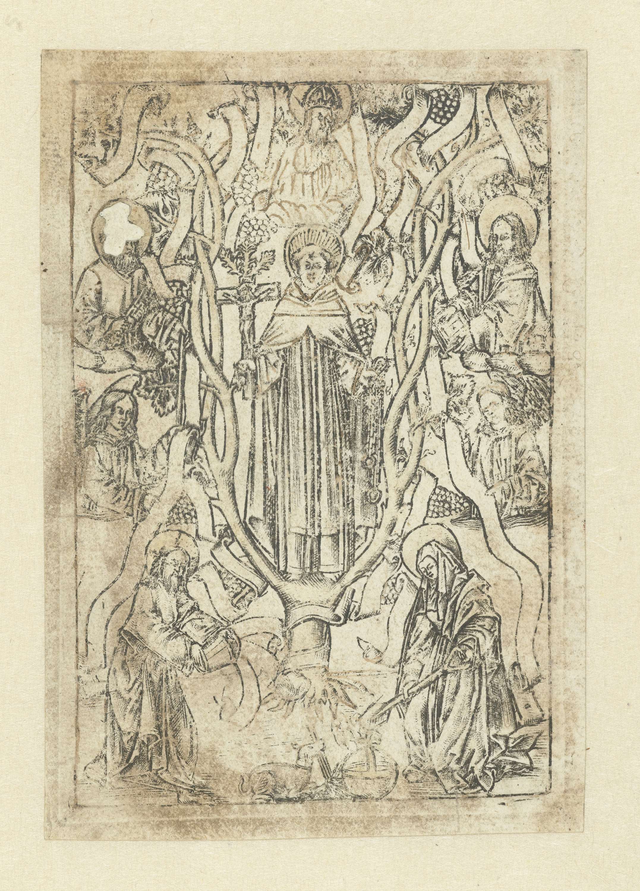 Heilige Dominicus engraving by Monogrammist S depicting Saint Dominic in blue and gold.
