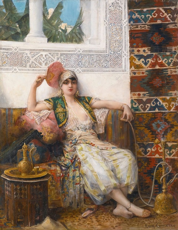 A captivating depiction of an odalisque by Léon François Comerre.