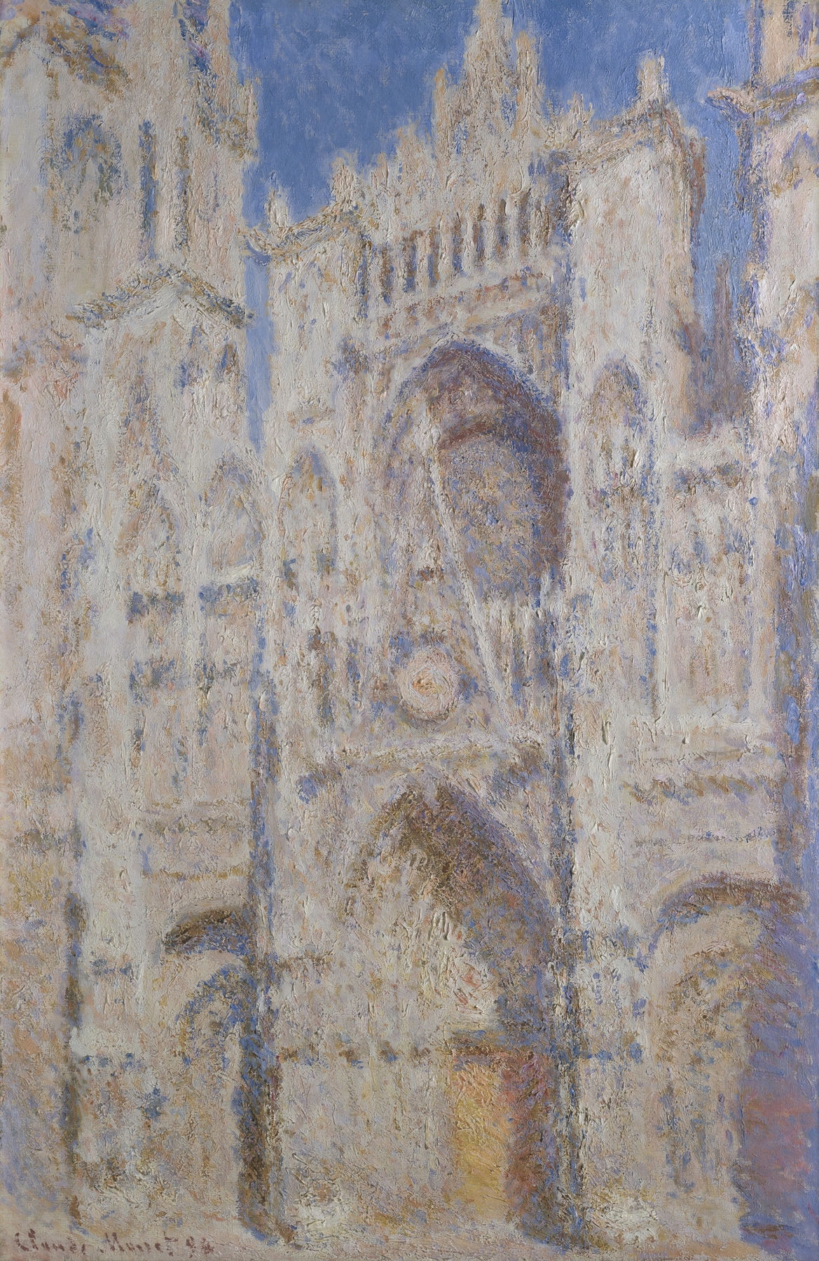 Rouen Cathedral portal illuminated by sunlight, oil on canvas by Claude Monet