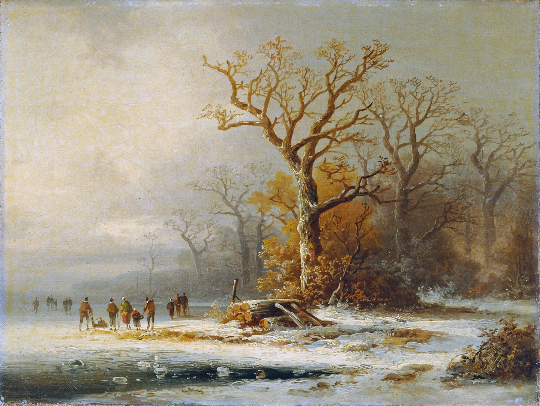 Winterlandschaft by Remigius Adrianus van Haanen, oil painting of a serene snow-covered landscape