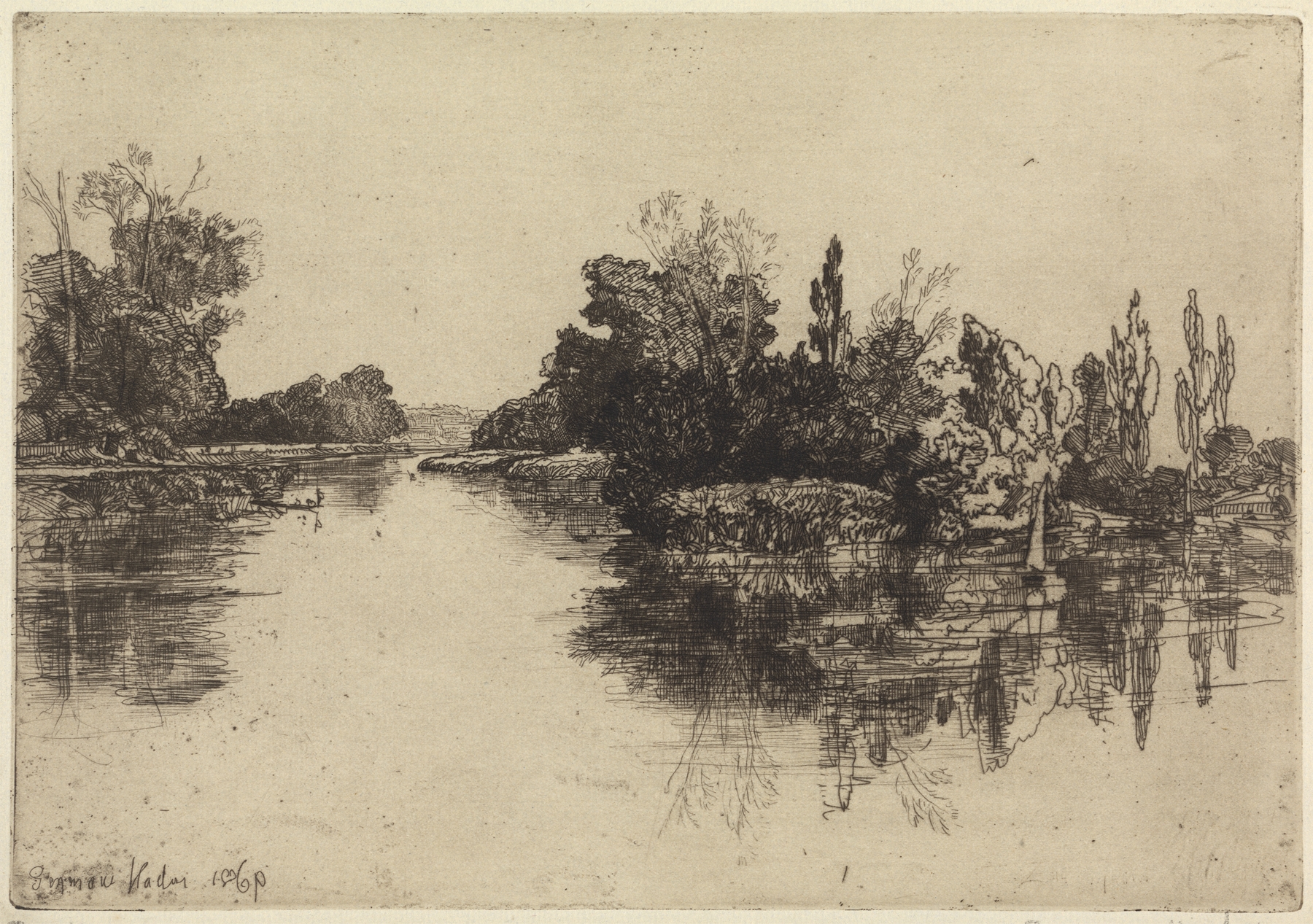 The Island Opposite Boyle’s Farm, by Francis Seymour Haden, public domain