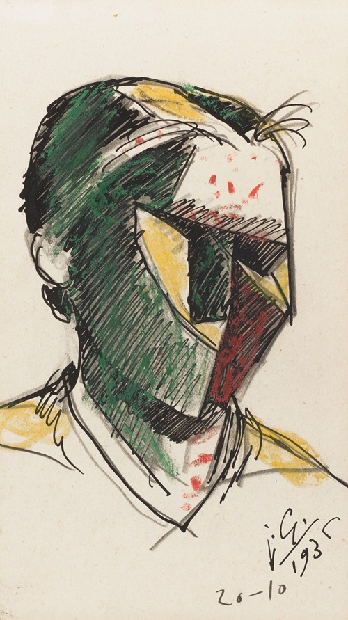 A cubist portrait by Julio González showcasing fragmented forms and vibrant colors.