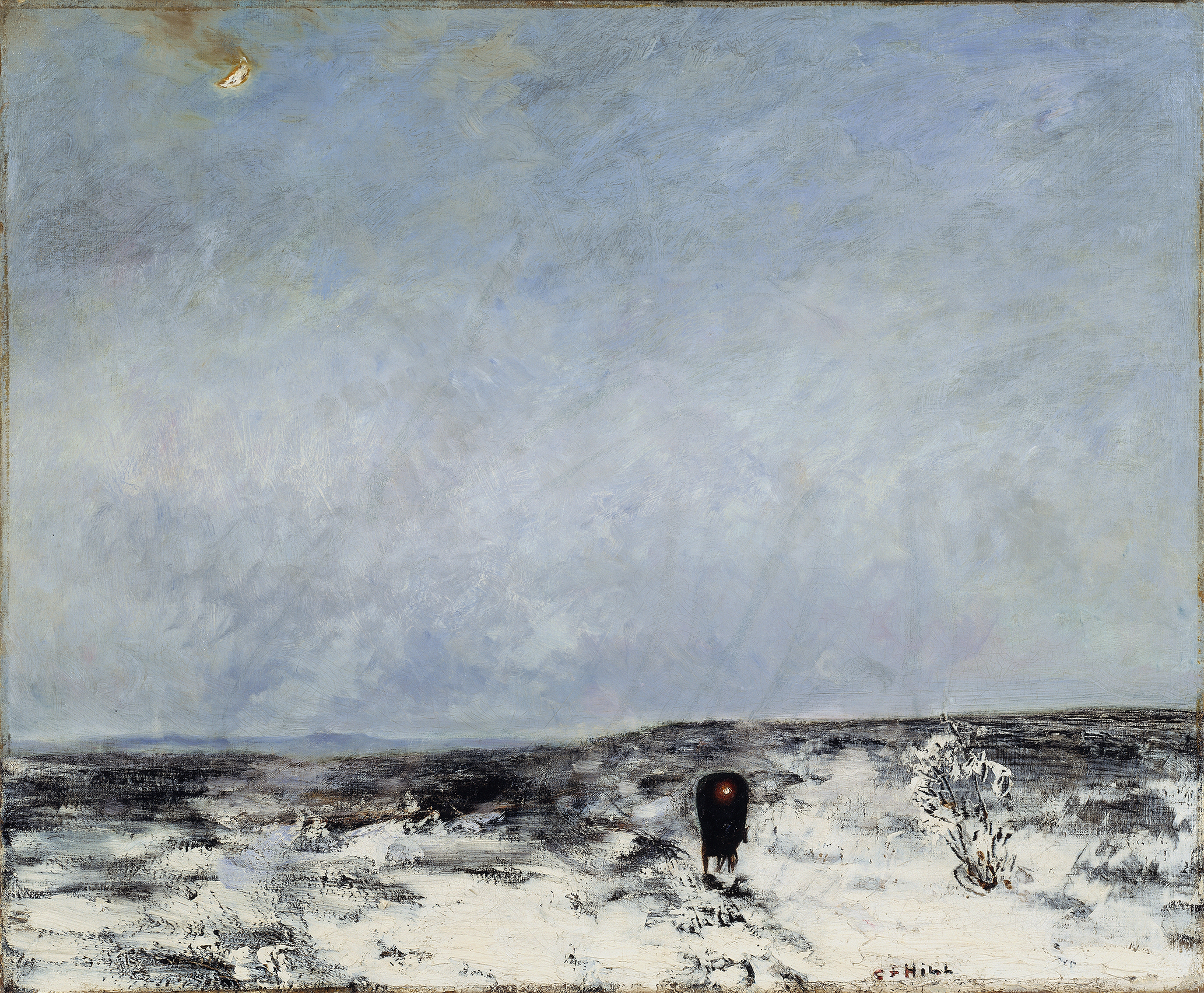 Moorland with Carriage by Carl Fredrik Hill, oil on canvas depicting rolling hills and a carriage.