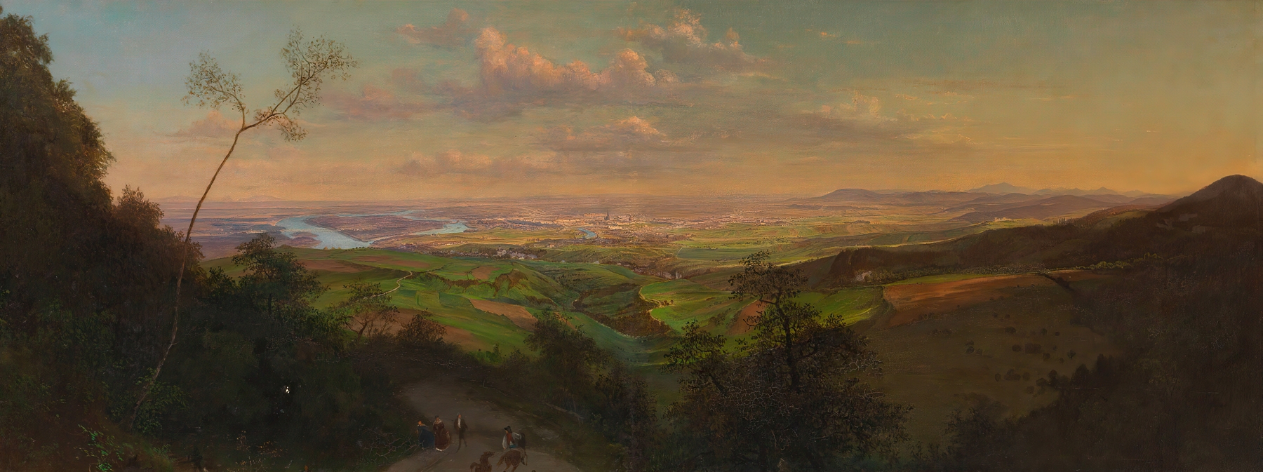 Landscape of Vienna with hills and sunlight, oil on canvas by Josef Schwemminger