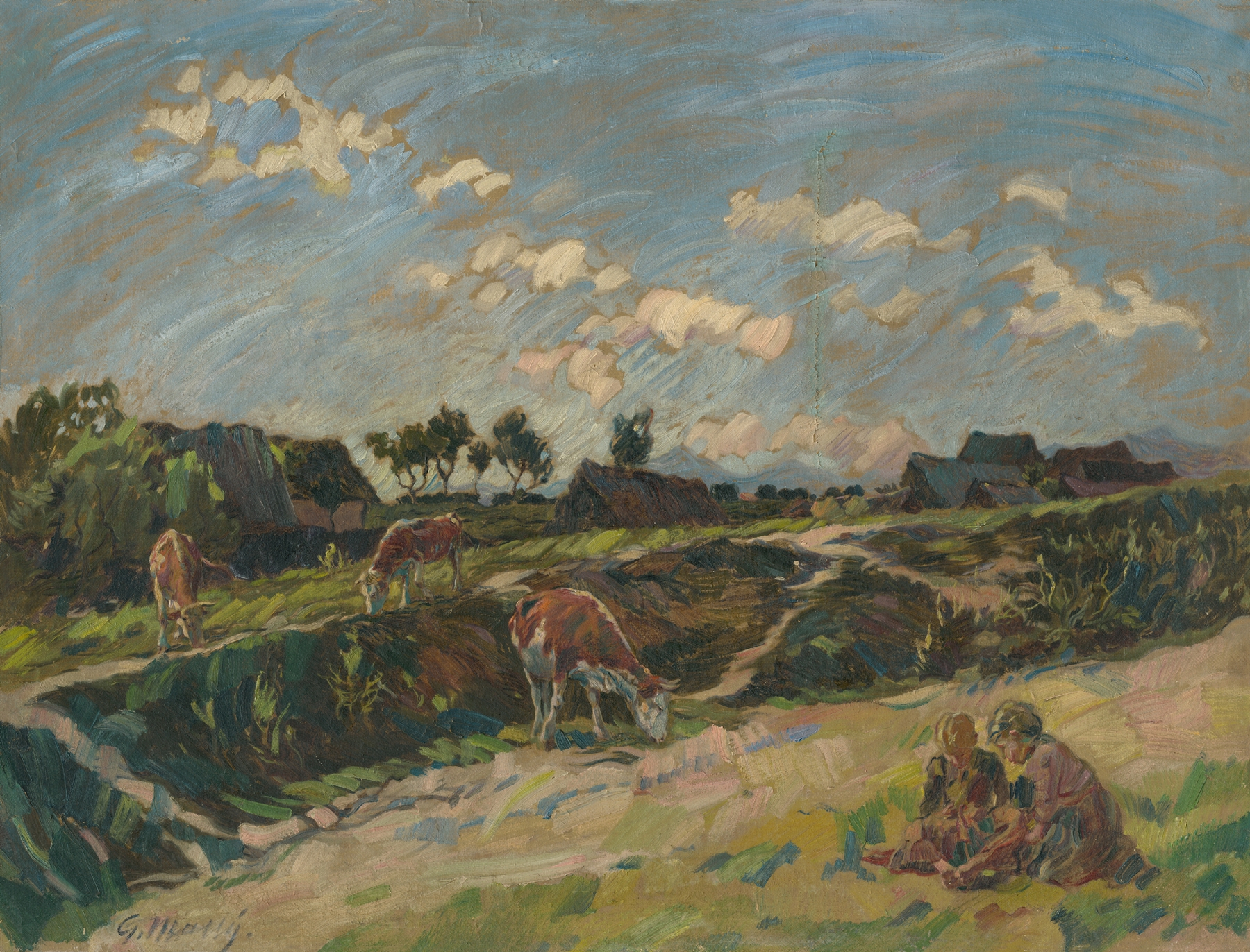 Abstract composition with muted colors by Gustáv Mallý, 1924