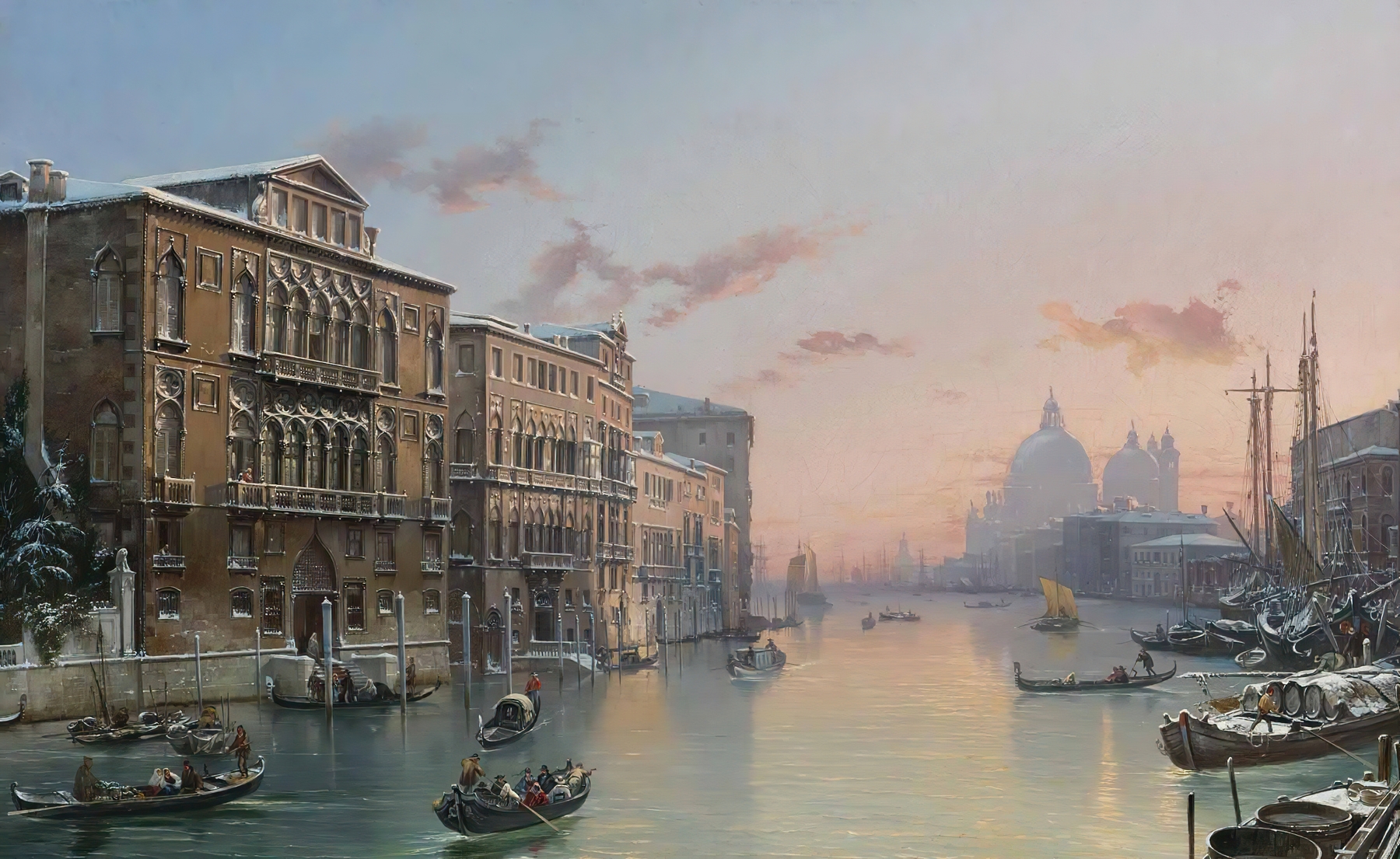 A Winter View Of The Grand Canal, Venice, From The Palazzo Cavalli-Franchetti Towards Santa Maria Della Salute, by Friedrich von Nerly, public domain