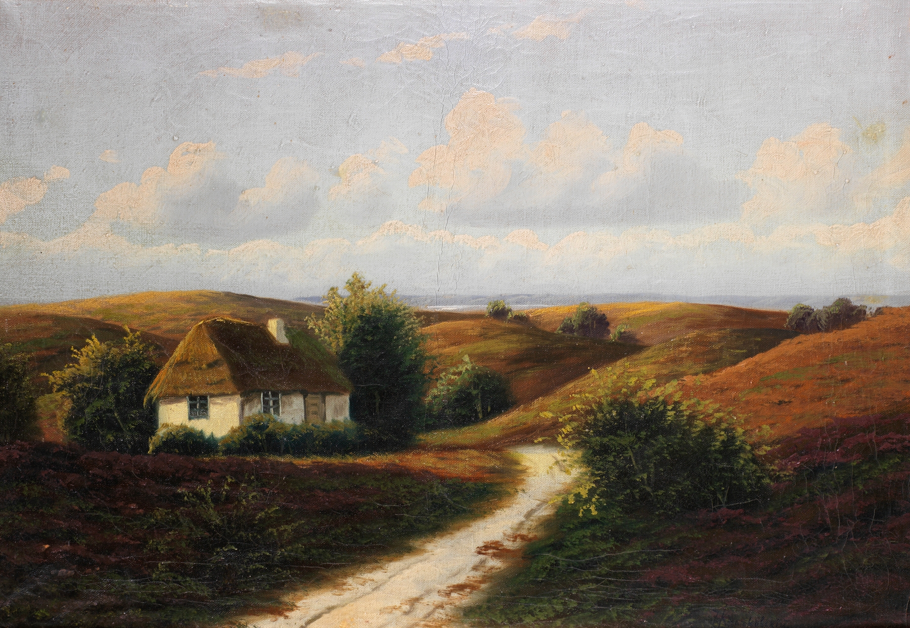 Summer Landscape by Iosif Evstafevich Krachkovsky, oil on canvas depicting hills and sunlight.