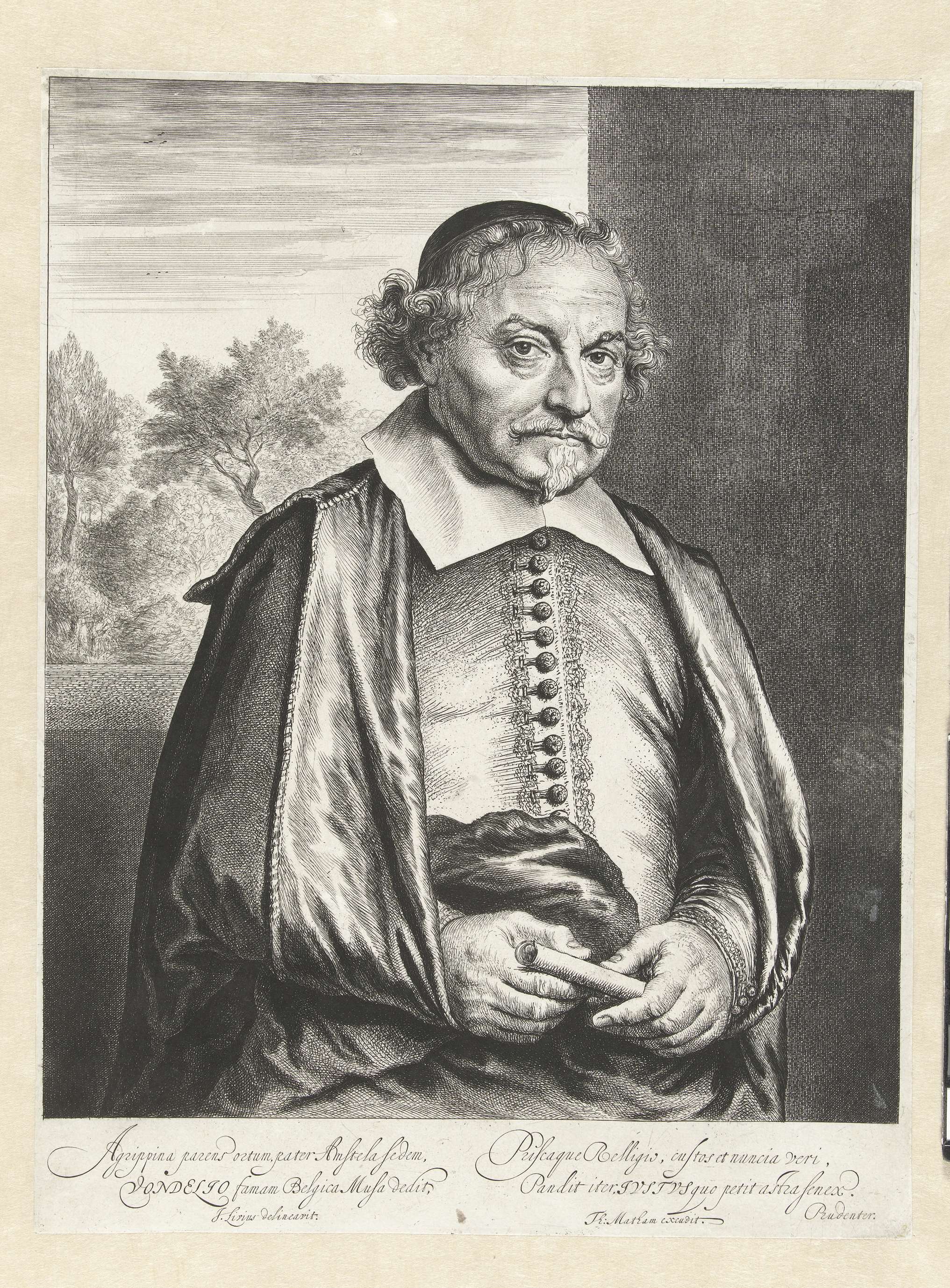 Etching of Joost van den Vondel by Jan Lievens