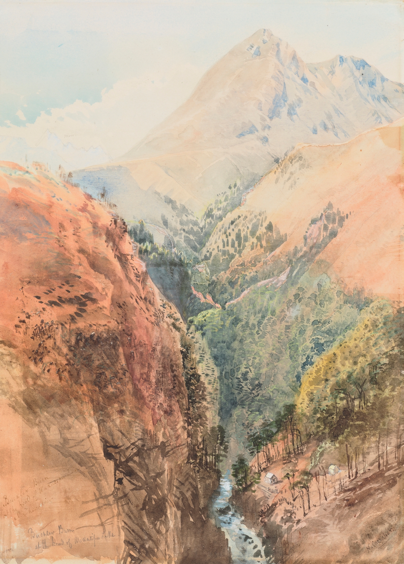 Buckler Burn at the head of Wakatipu Lake, oil on canvas by Nicholas Chevalier
