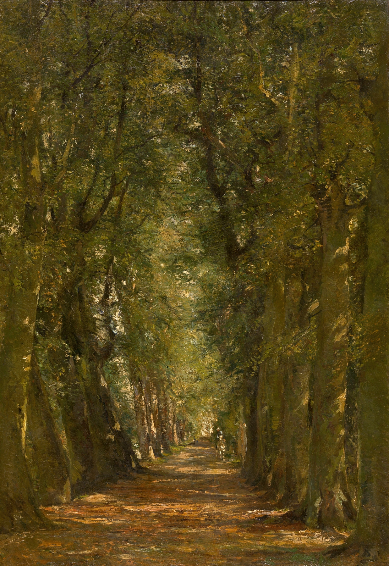 Luminous landscape with sunlight filtering through trees, oil painting by Franz Courtens