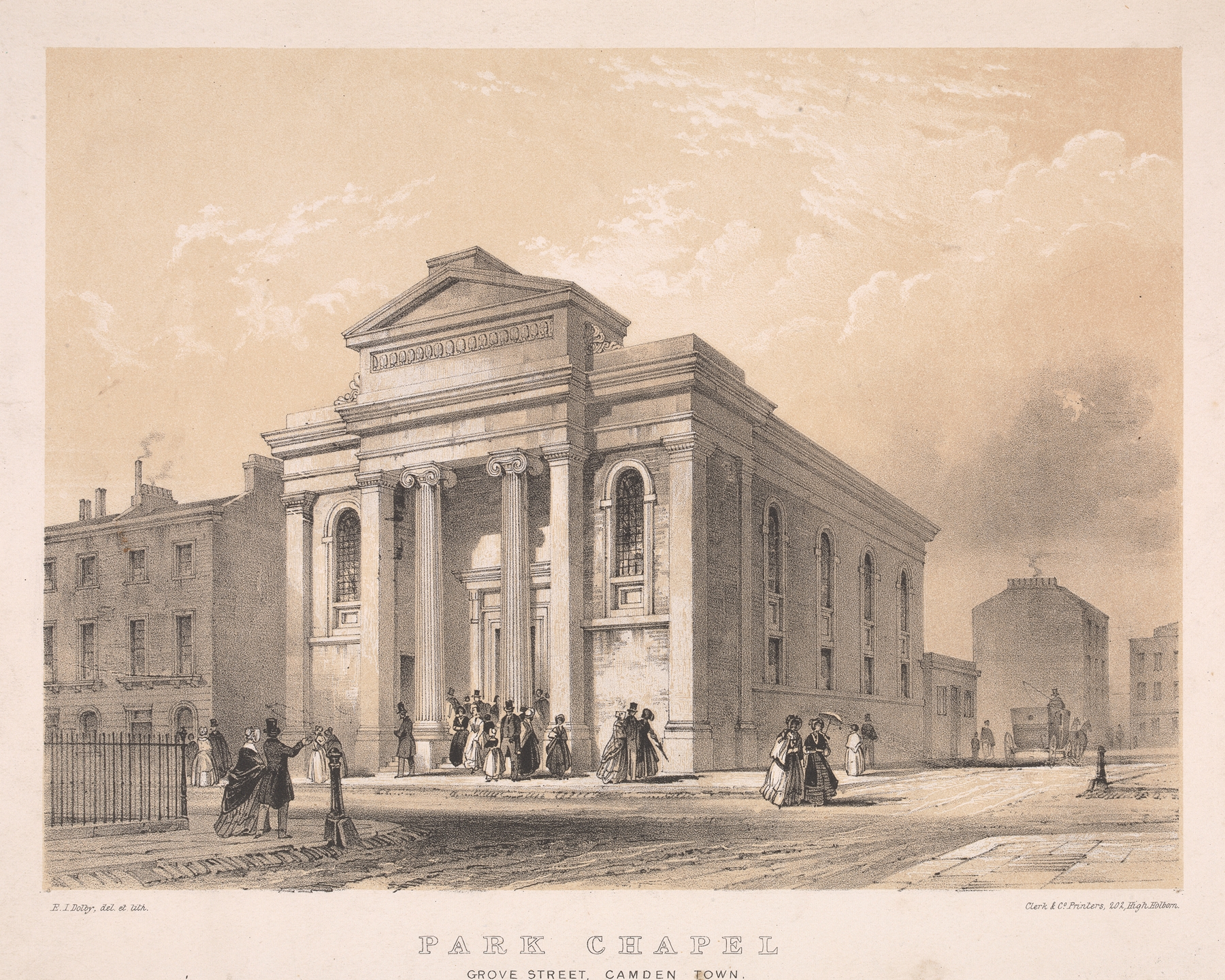 Victorian architecture of Park Chapel, Grove Street, Camden Town by Edwin Thomas Dolby