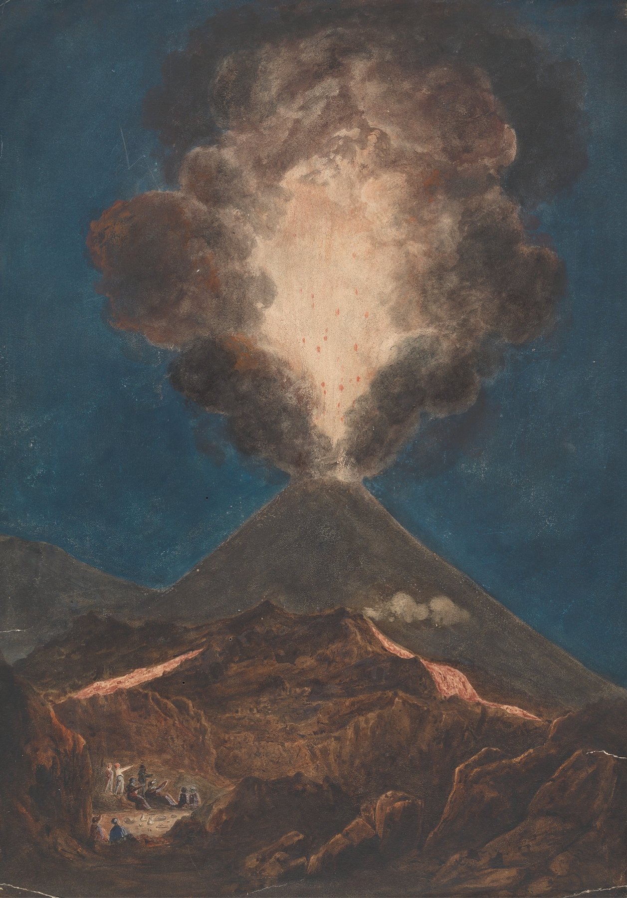 Vesuvius in Eruption, oil on canvas by Isaac Weld depicting a volcanic eruption.