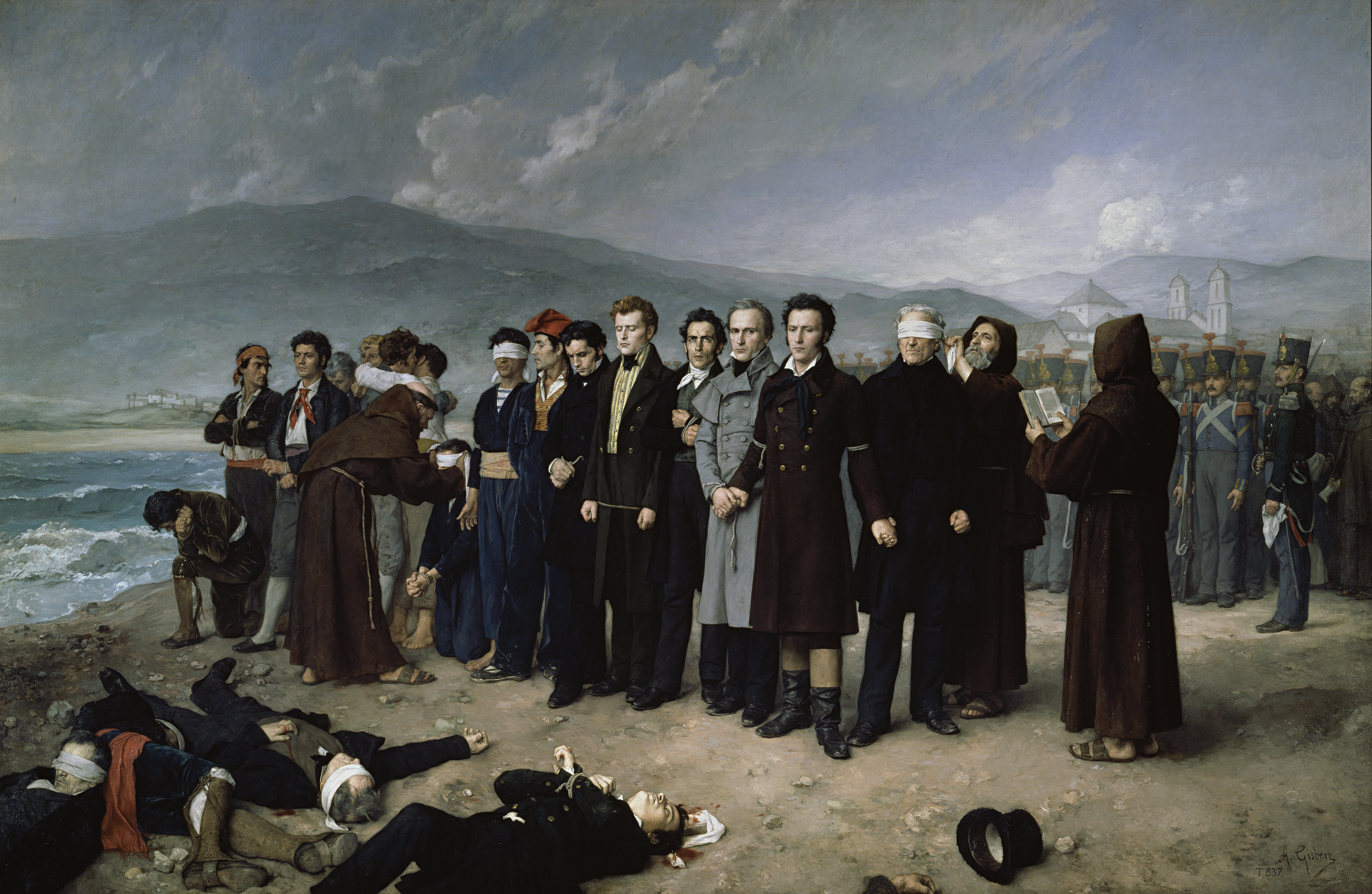 Historical scene of the execution of Torrijos, oil painting by Antonio Gisbert