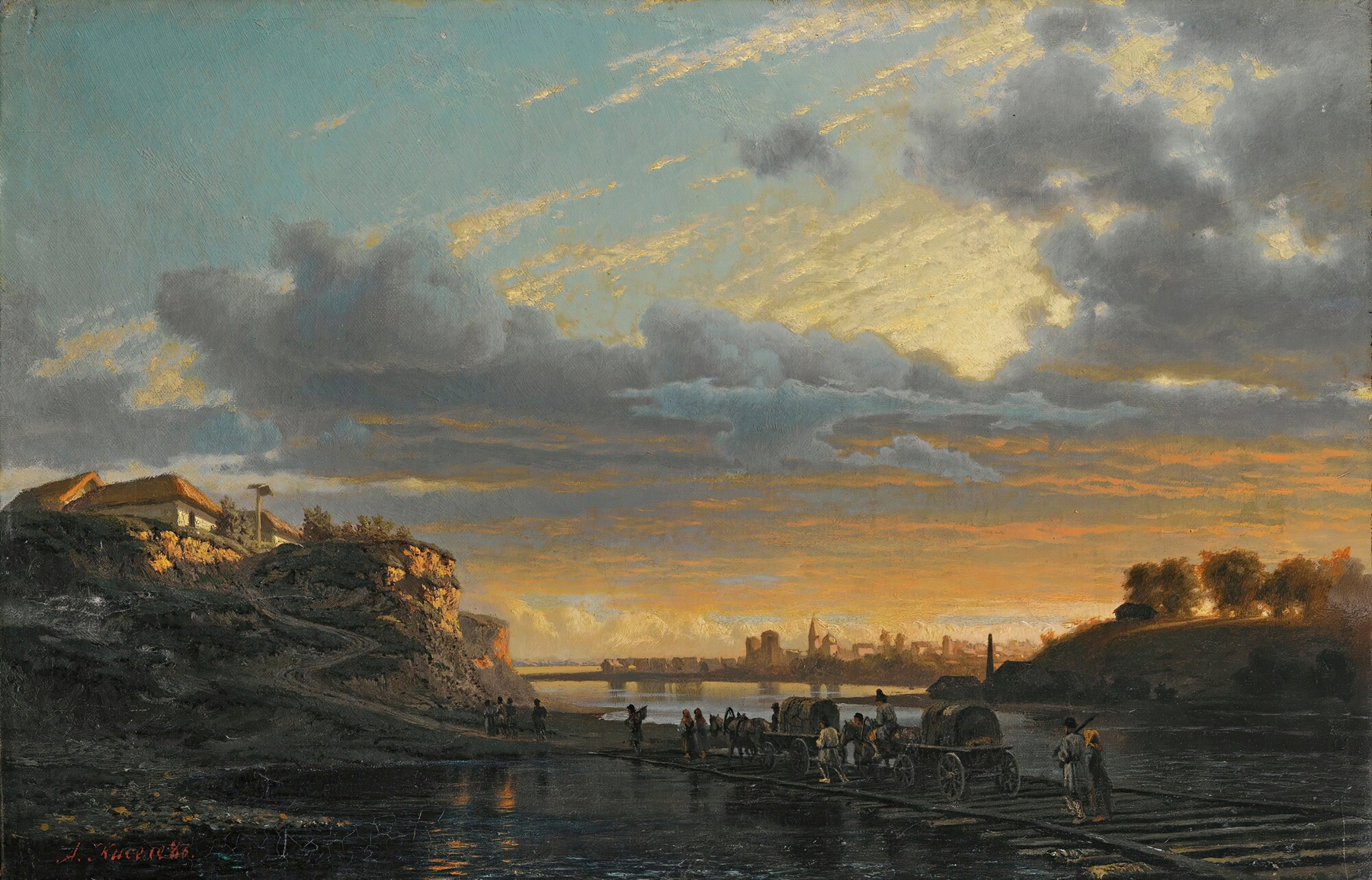 Southern Ukrainian Landscape by Alexander Alexandrovich Kiselev, oil on canvas depicting a rural scene.