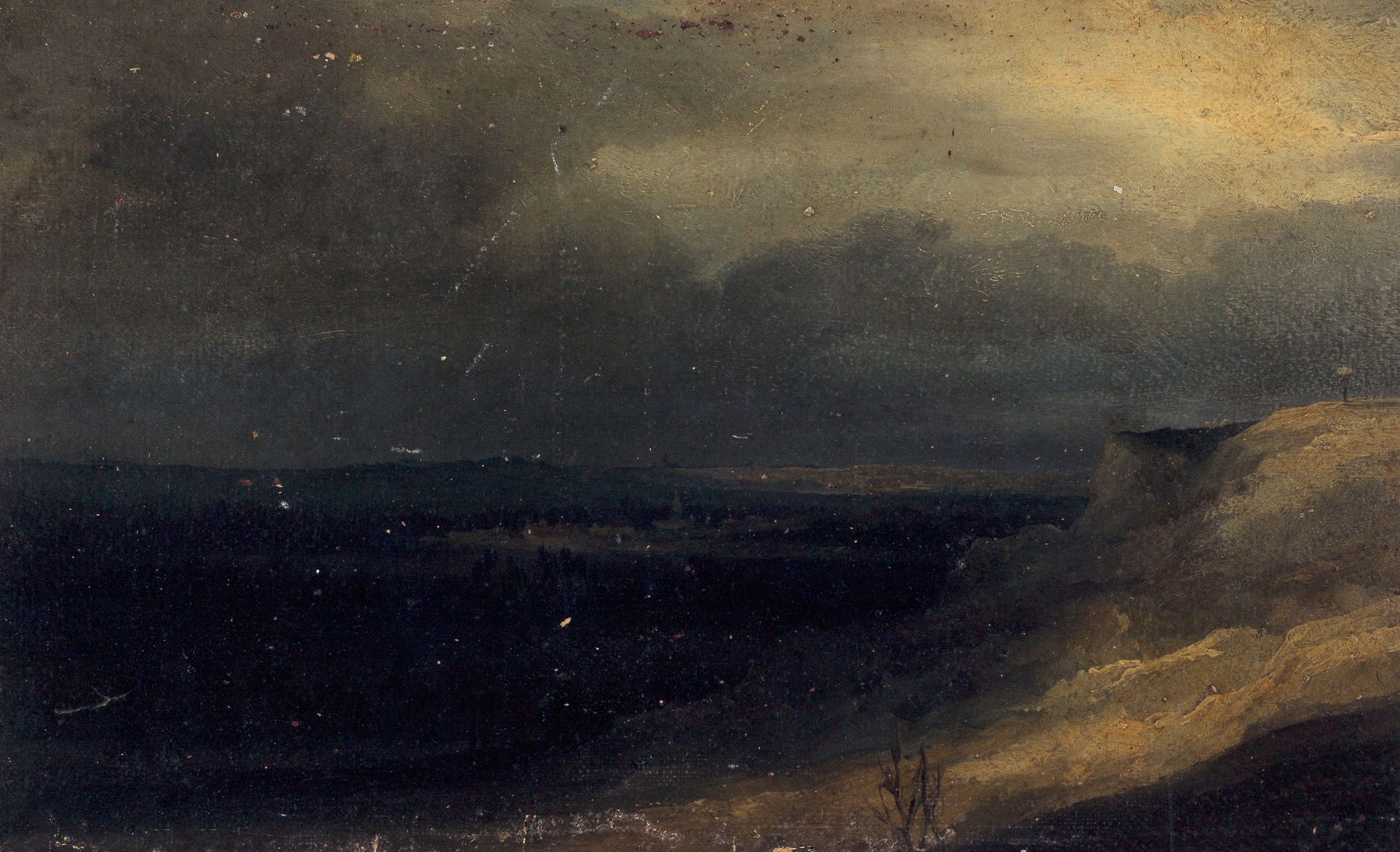 Vue présumée de Montmartre by Georges Michel, oil on canvas depicting a tranquil landscape.