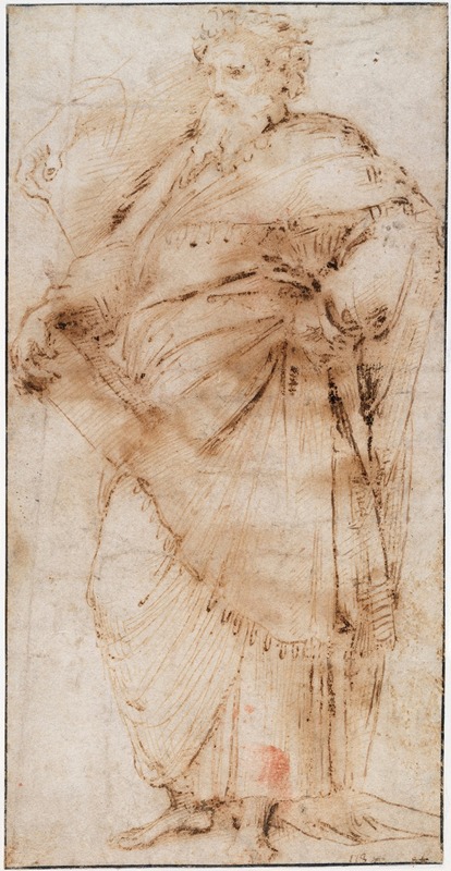 A detailed depiction of a philosopher by Raphael.