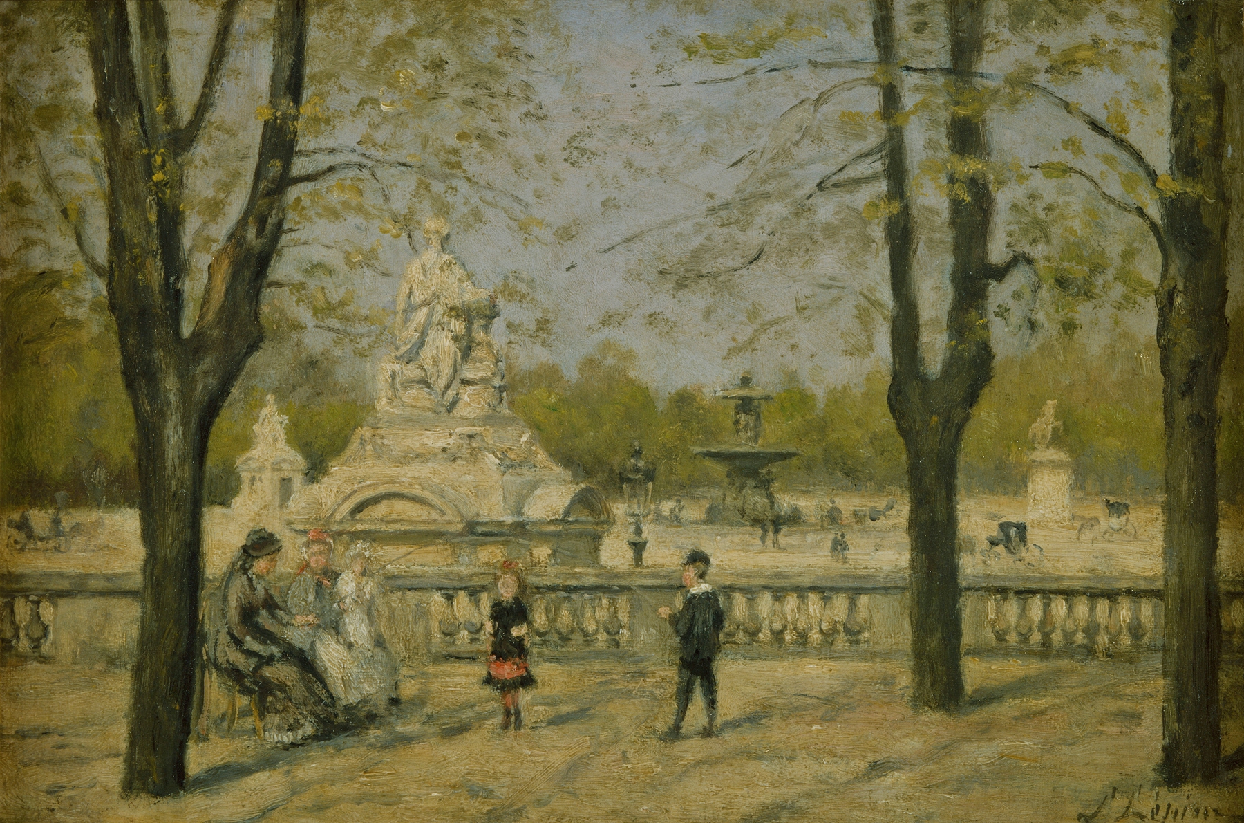 La place de la Concorde, vue de la terrasse des Tuileries, by Stanislas Lépine, public domain